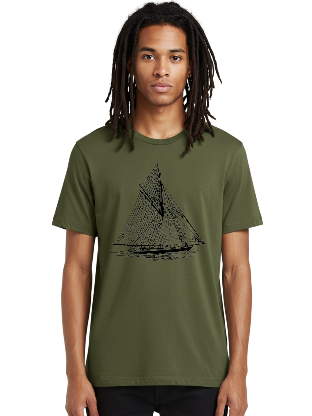 Sailboat-1 Men'S Graphic Tee, 100% Cotton, Comfortable Casual Summer Wear, Machine Washable, Sailboat On The Water, Sailing Vessels, Nautical Art, Ocean Scenery, Sailboat Design, Sketch Art, Sailing Boats, Maritime Graphics, Boat Illustrations Aad804