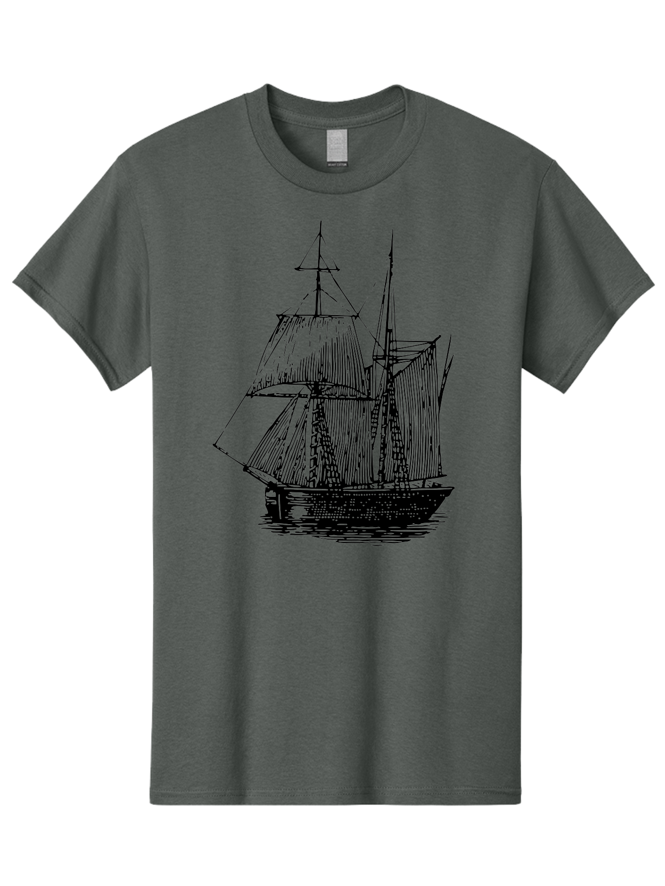 Sailboat Men'S Graphic Tee, 100% Cotton, Comfortable Casual Summer Wear, Machine Washable, Sailboat On Water, Sailing Vessel, Black And White Illustration, Nautical Theme, Ocean Scenery, Vintage Style, Maritime Art Aad806