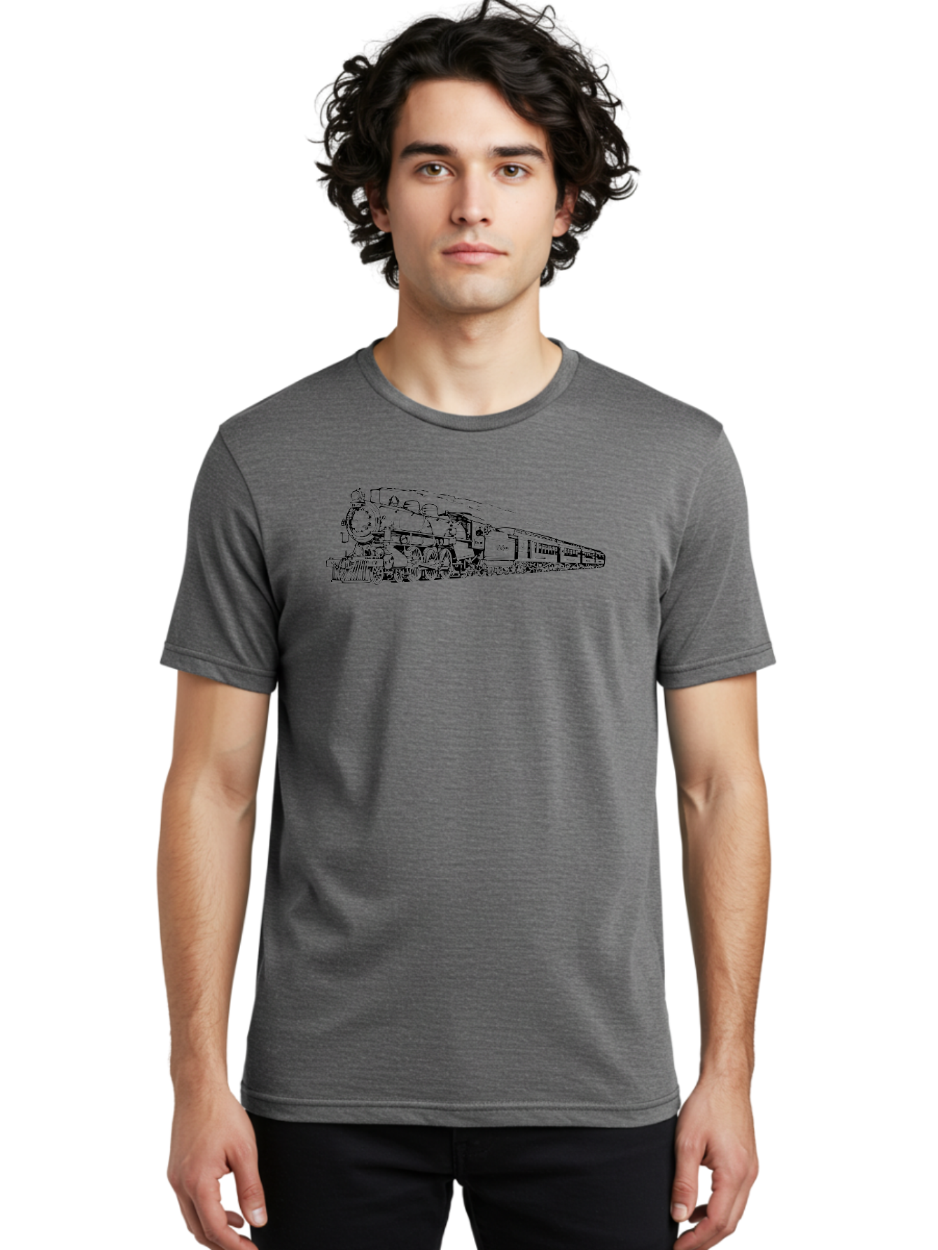 Steam-Locomotive-2524 Men'S Graphic Tee, 100% Cotton, Comfortable Casual Summer Wear, Machine Washable, Vintage Steam Train, Locomotive Engine, Railway Transportation, Nostalgic Travel, Classic Railroad, Historic Train, D51, 626, Aad809