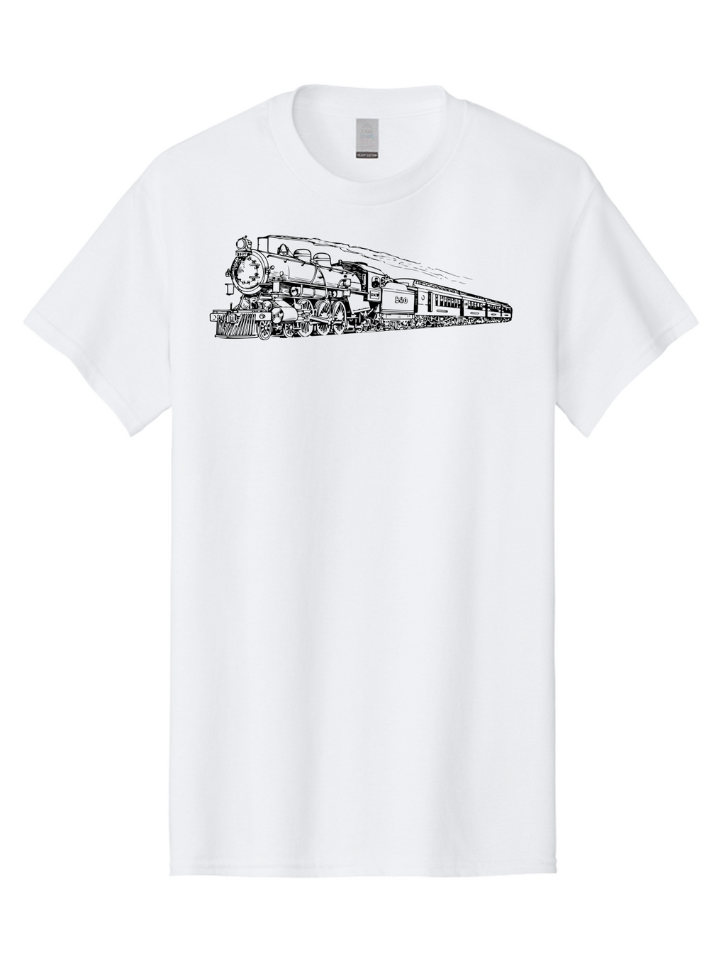 Steam-Locomotive-2524 Men'S Graphic Tee, 100% Cotton, Comfortable Casual Summer Wear, Machine Washable, Vintage Steam Train, Locomotive Engine, Railway Transportation, Nostalgic Travel, Classic Railroad, Historic Train, D51, 626, Aad809