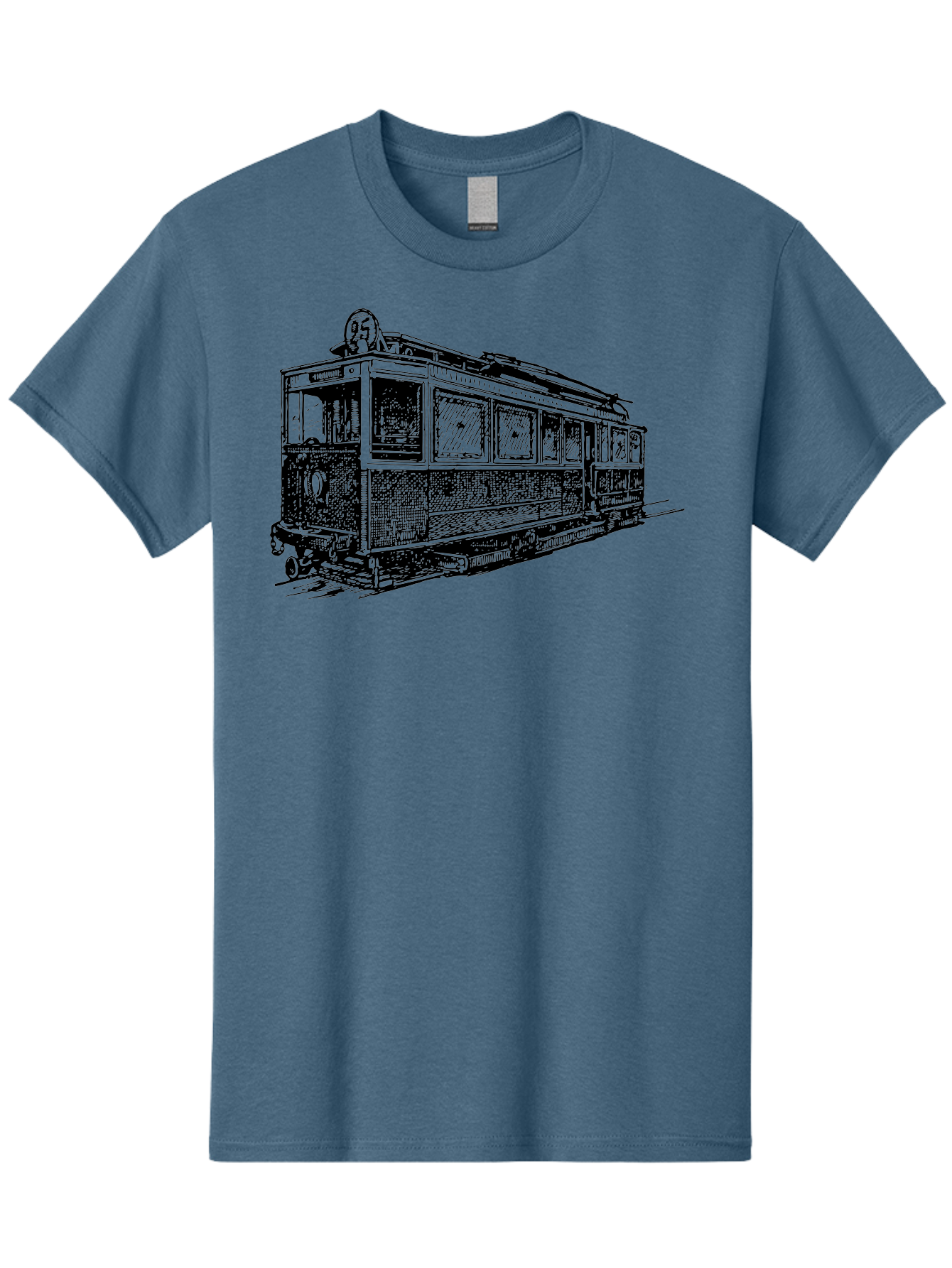 Tram-Car Men'S Graphic Tee, 100% Cotton, Comfortable Casual Summer Wear, Machine Washable, Vintage Trolley, Urban Transportation, Public Transit, Classic Vehicle, Electric Tram, Retro Style, Nostalgic Design, Tramway Aad815