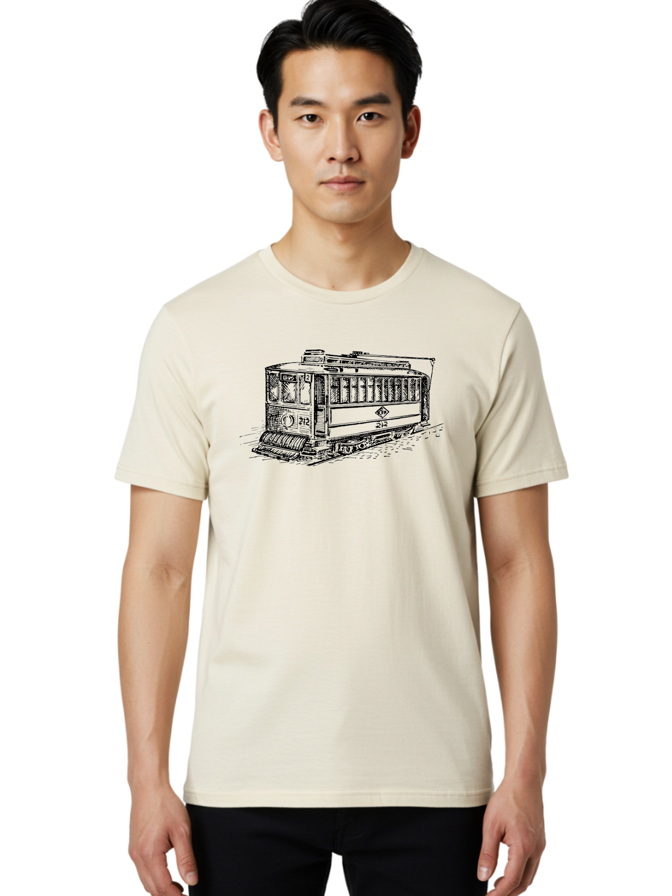 Trolley-Car-212 Men'S Graphic Tee, 100% Cotton, Comfortable Casual Summer Wear, Machine Washable, Vintage Trolley, Public Transportation, Urban Mobility, Classic Design, Railway System, Nostalgic Feel, Transportation Mode, 212 Aad816