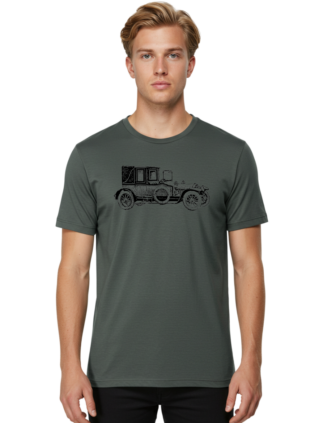 Vintage-Car-3 Men'S Graphic Tee, 100% Cotton, Comfortable Casual Summer Wear, Machine Washable, Vintage Car, Classic Automobile, Retro Vehicle, 1920 Ford Model T, Touring Car, Antique Car, Historical Vehicle, Old Car, Ford Model T Aad823