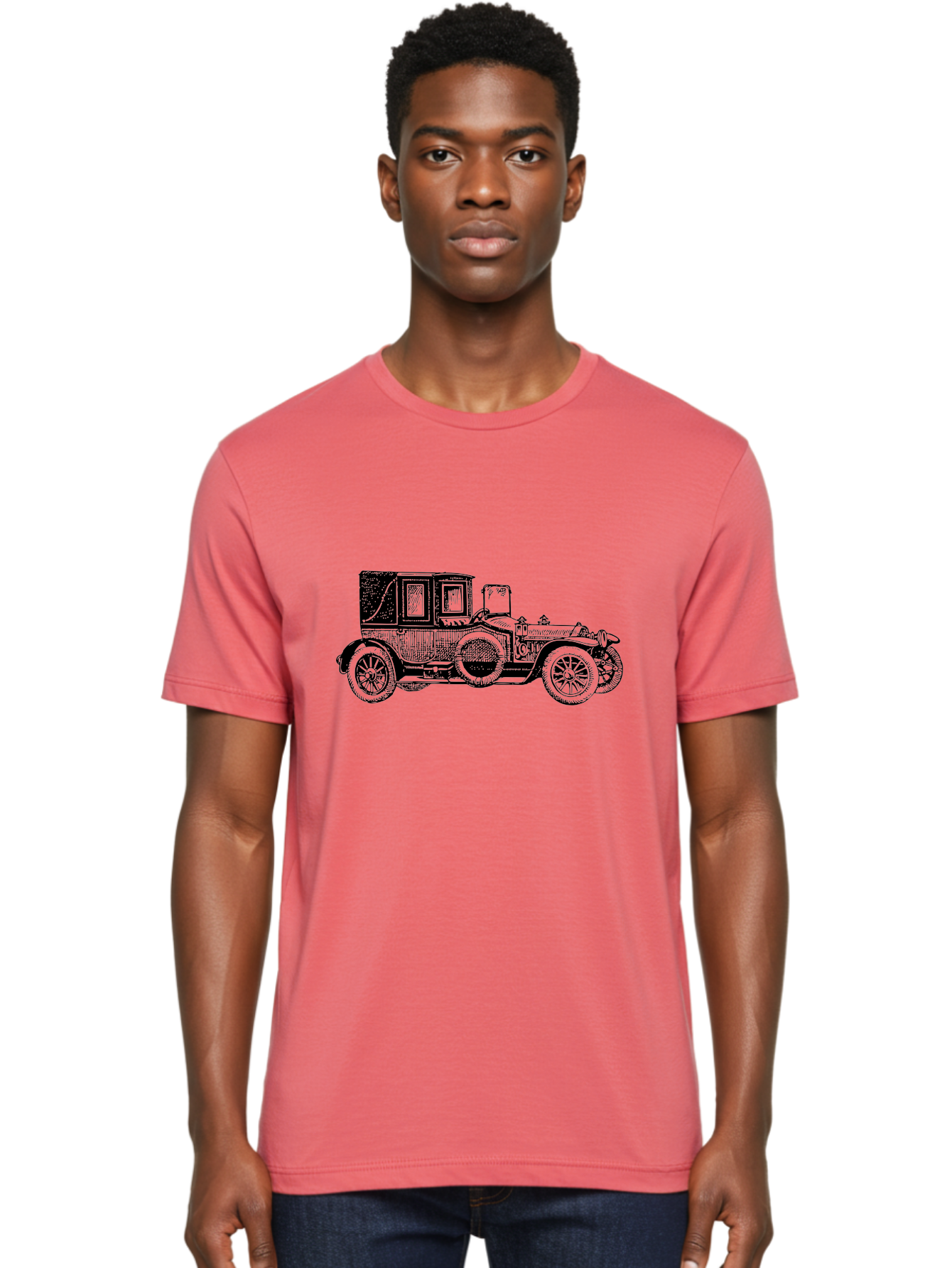 Vintage-Car-3 Men'S Graphic Tee, 100% Cotton, Comfortable Casual Summer Wear, Machine Washable, Vintage Car, Classic Automobile, Retro Vehicle, 1920 Ford Model T, Touring Car, Antique Car, Historical Vehicle, Old Car, Ford Model T Aad823