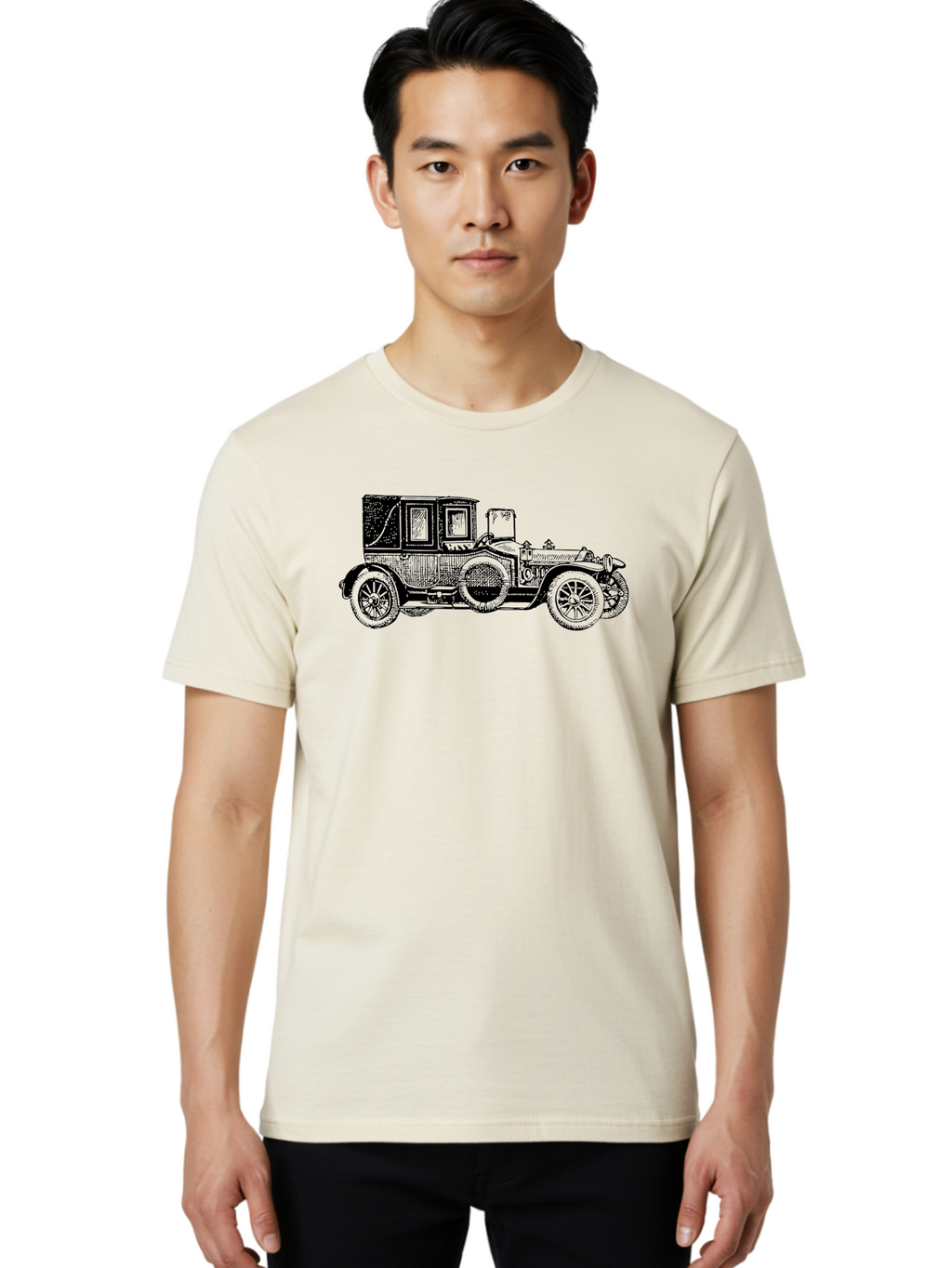 Vintage-Car-3 Men'S Graphic Tee, 100% Cotton, Comfortable Casual Summer Wear, Machine Washable, Vintage Car, Classic Automobile, Retro Vehicle, 1920 Ford Model T, Touring Car, Antique Car, Historical Vehicle, Old Car, Ford Model T Aad823