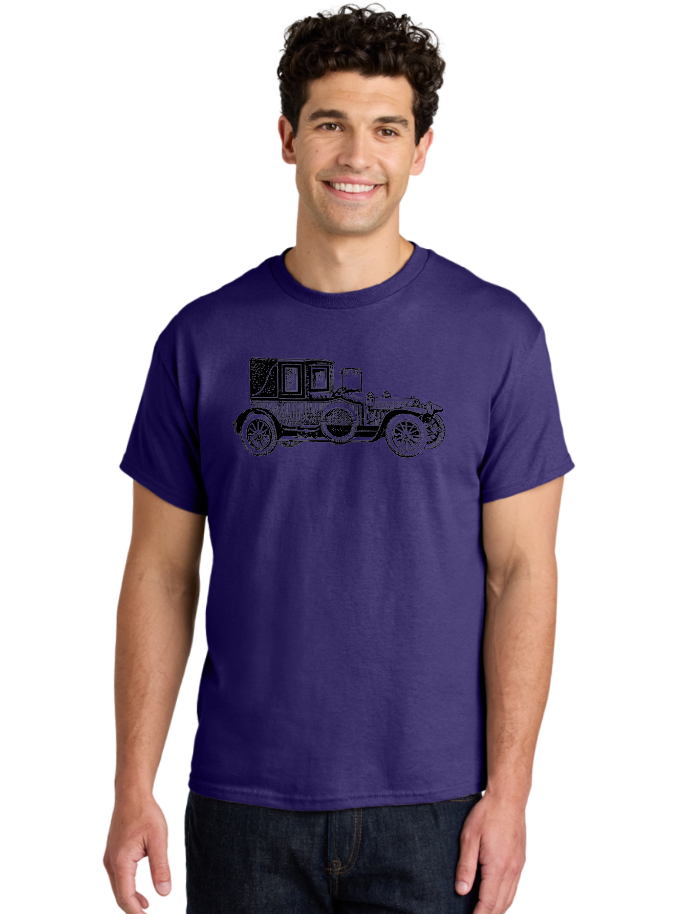 Vintage-Car-3 Men'S Graphic Tee, 100% Cotton, Comfortable Casual Summer Wear, Machine Washable, Vintage Car, Classic Automobile, Retro Vehicle, 1920 Ford Model T, Touring Car, Antique Car, Historical Vehicle, Old Car, Ford Model T Aad823