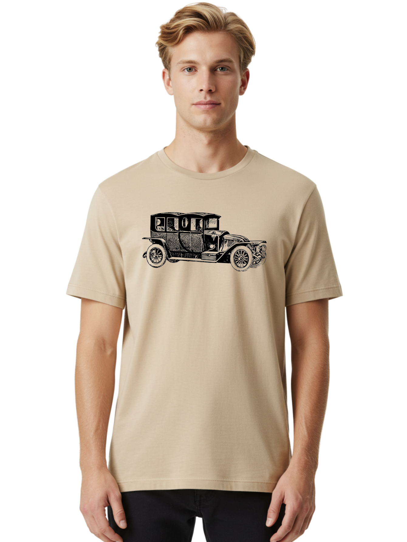 Vintage-Car-6 Men'S Graphic Tee, 100% Cotton, Comfortable Casual Summer Wear, Machine Washable, Vintage Car, Classic Automobile, Retro Vehicle, Antique Car, Old-Fashioned Transportation, Nostalgic Ride, Historic Car Design Aad826