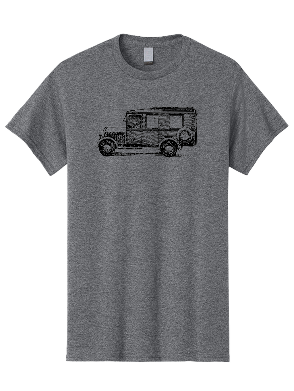 Vintage-Car-7 Men'S Graphic Tee, 100% Cotton, Comfortable Casual Summer Wear, Machine Washable, Vintage Car, Old Car, Classic Vehicle, Retro Automobile, Antique Car, Old-Fashioned Transportation, Monochrome Illustration, Simple Design Aad827