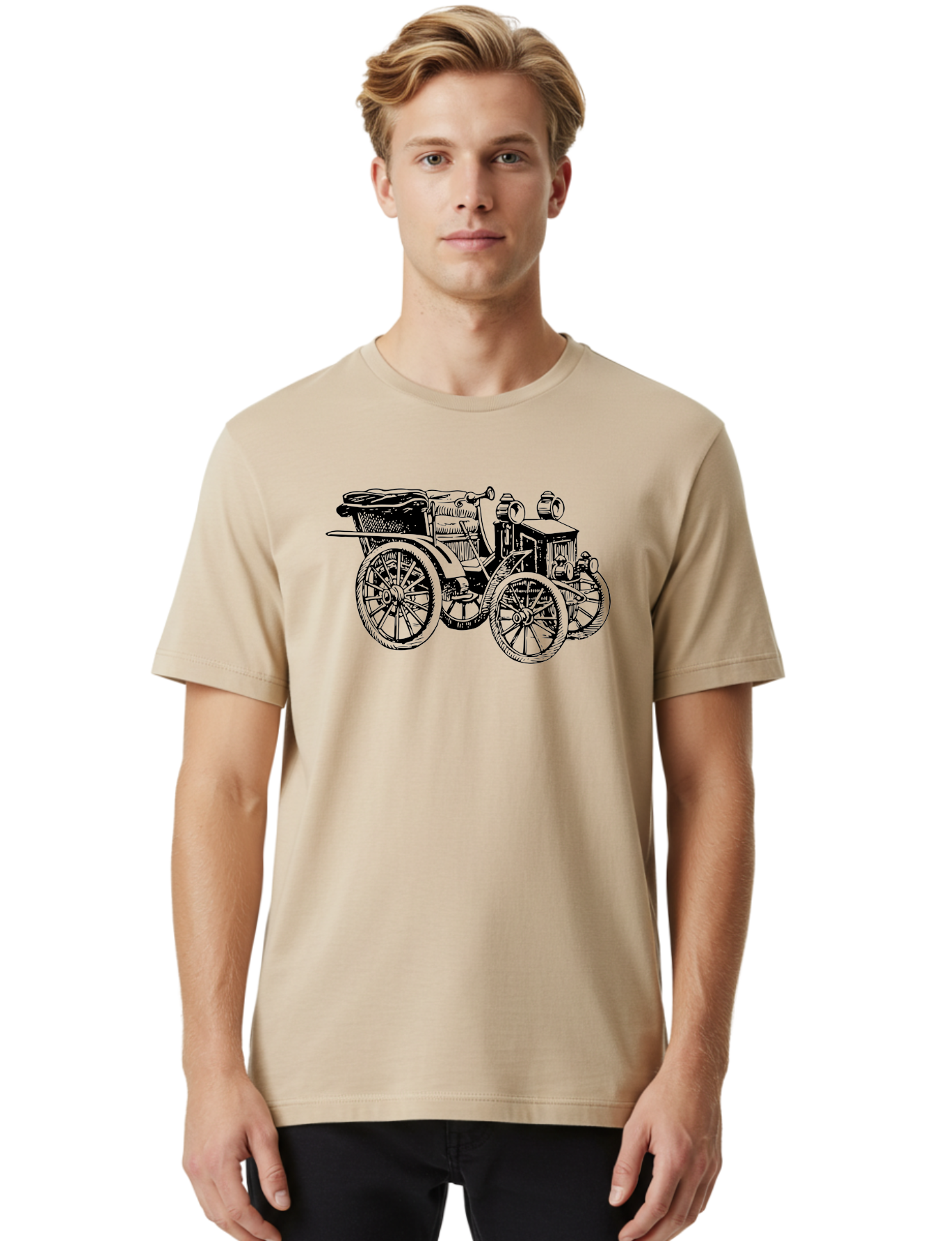 Vintage-Car Men'S Graphic Tee, 100% Cotton, Comfortable Casual Summer Wear, Machine Washable, Vintage Automobile, Old Car, Antique Vehicle, Classic Car, Nostalgic Ride, Historic Transportation, Retro Automobile, Old-Fashioned Vehicle Aad829