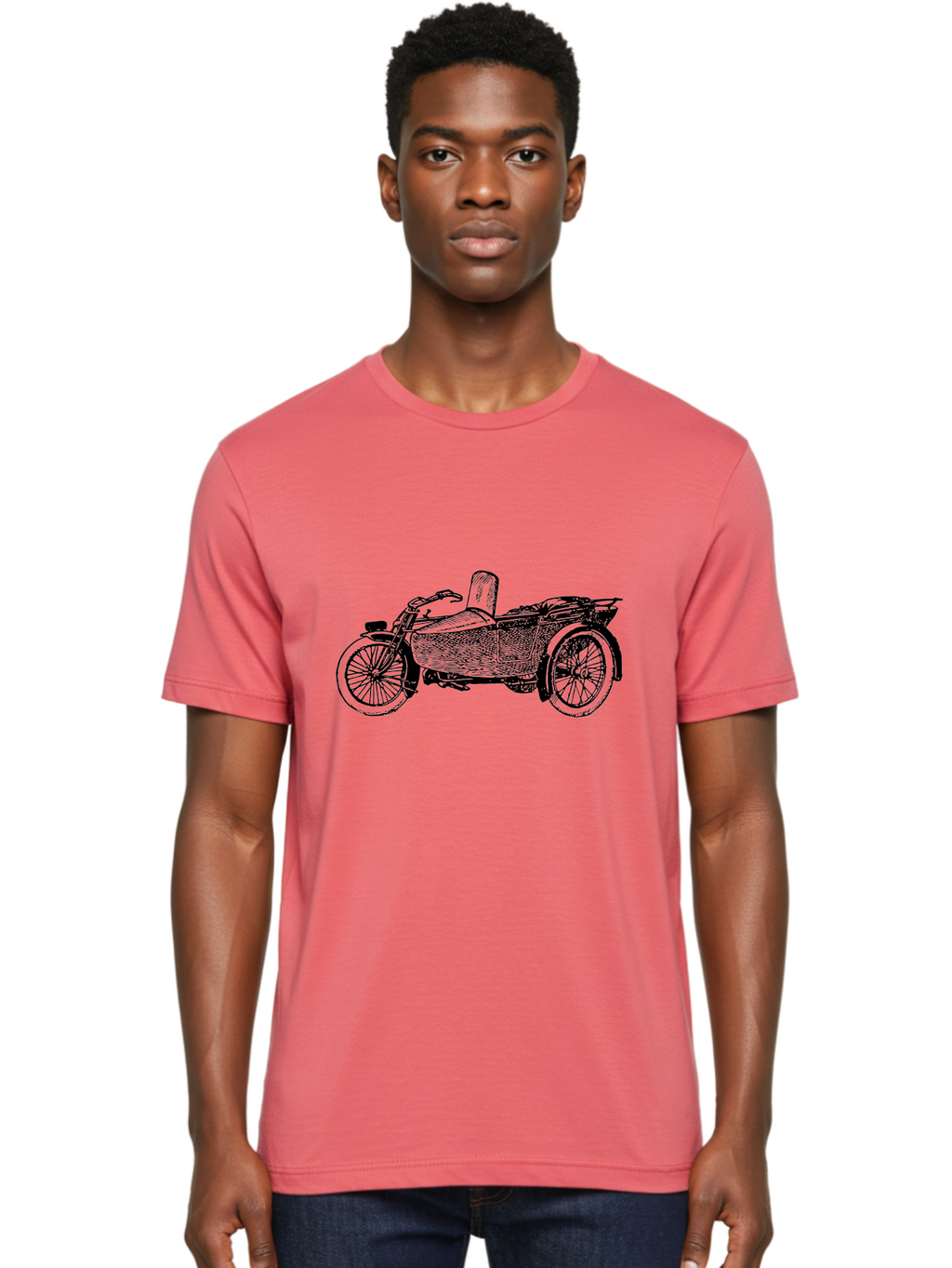 Vintage-Motorcycle-Sidecar-1 Men'S Graphic Tee, 100% Cotton, Comfortable Casual Summer Wear, Machine Washable, Vintage Motorcycle, Sidecar, Classic Bike, Retro Vehicle, Old-Fashioned Transportation, Motorcycle With Sidecar, Vintage Ride, Aad830