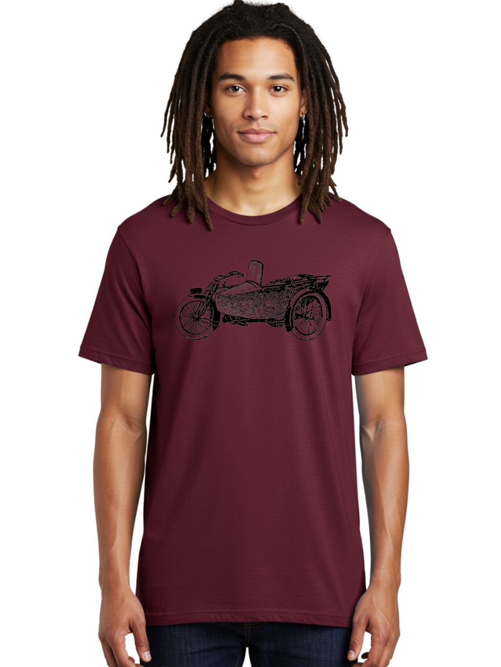 Vintage-Motorcycle-Sidecar-1 Men'S Graphic Tee, 100% Cotton, Comfortable Casual Summer Wear, Machine Washable, Vintage Motorcycle, Sidecar, Classic Bike, Retro Vehicle, Old-Fashioned Transportation, Motorcycle With Sidecar, Vintage Ride, Aad830