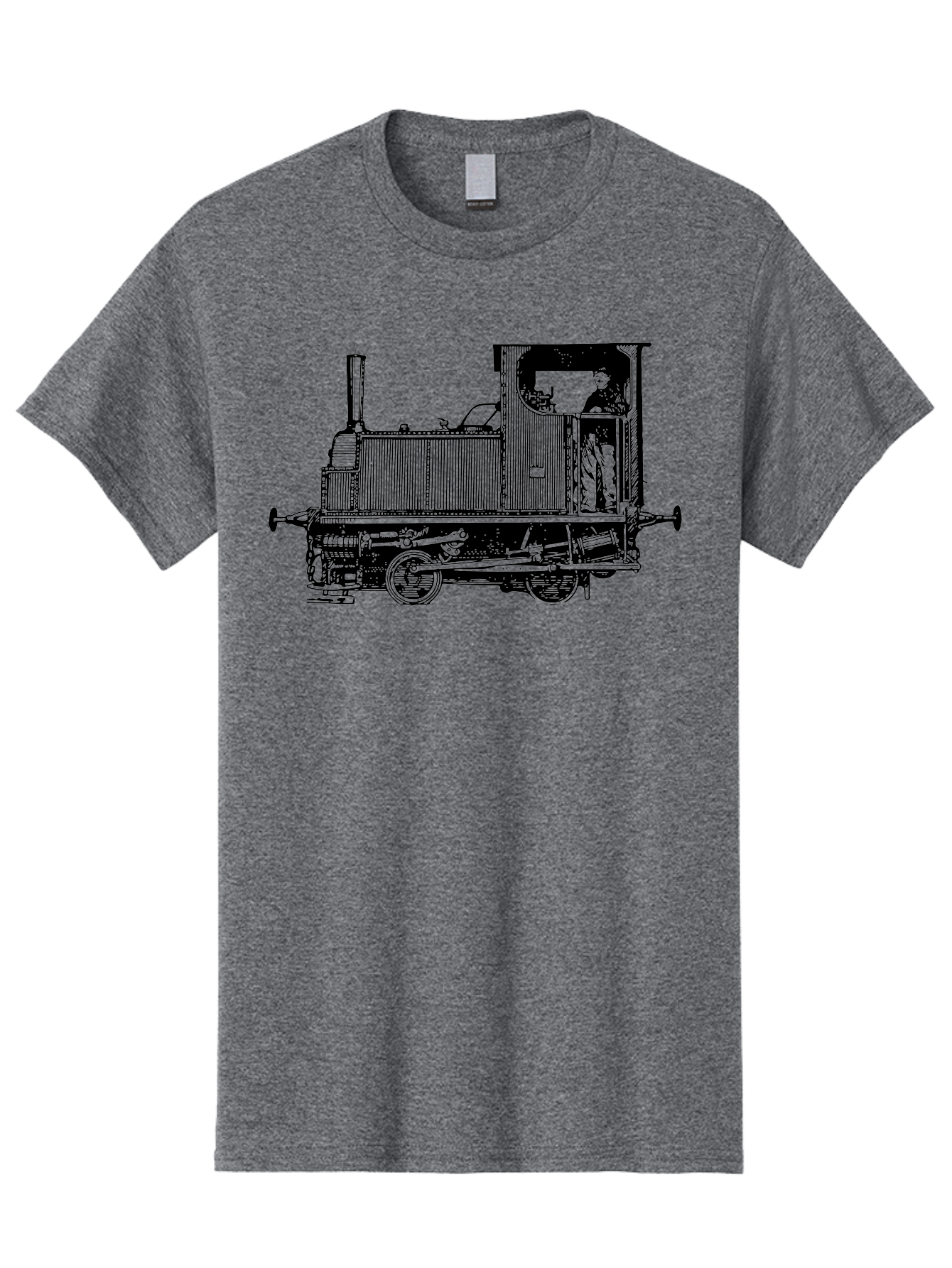 Vintage-Train-Engine Men'S Graphic Tee, 100% Cotton, Comfortable Casual Summer Wear, Machine Washable, Vintage Train, Steam Locomotive, Railway Transportation, Retro Engine, Conductor In Cab, Mechanical Details, Industrial Heritage, Aad834