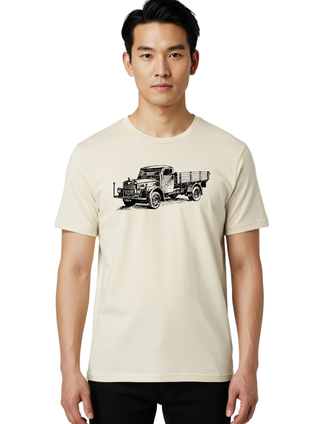 Vintage-Truck-1 Men'S Graphic Tee, 100% Cotton, Comfortable Casual Summer Wear, Machine Washable, Vintage Truck, Old Truck, Classic Vehicle, Retro Transportation, Antique Automobile, Heavy Duty Truck, Cargo Truck, Classic Machinery, Aad836