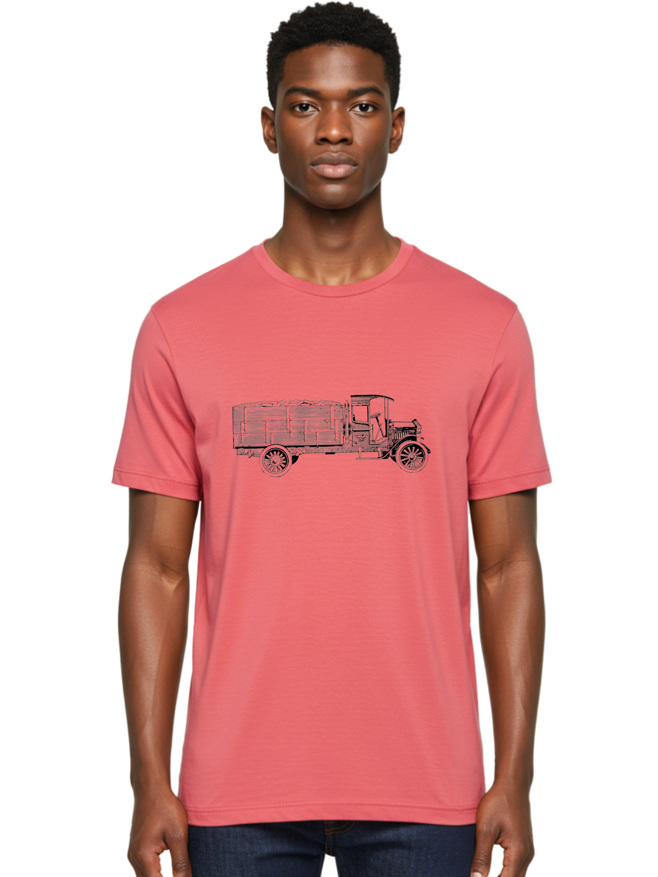 Vintage-Truck-2 Men'S Graphic Tee, 100% Cotton, Comfortable Casual Summer Wear, Machine Washable, Vintage Truck, Classic Vehicle, Wooden Crates, Old Truck Design, Antique Transportation, Retro Automobile, Nostalgic Truck Aad837