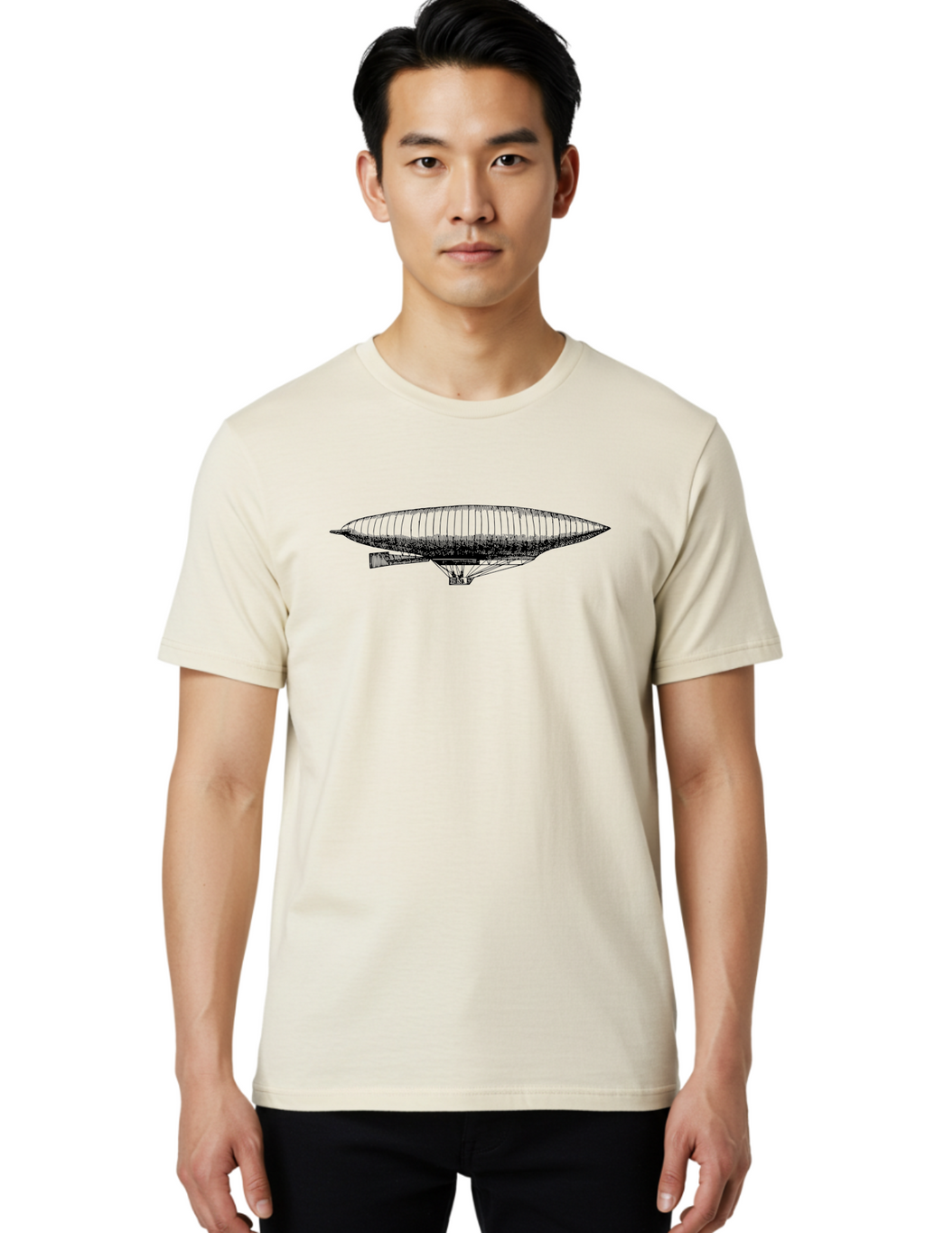 Zeppelin Men'S Graphic Tee, 100% Cotton, Comfortable Casual Summer Wear, Machine Washable, Dirigible Balloon, Historical Aircraft, Vintage Aviation, Zeppelin, Aerostat, Lighter-Than-Air Craft, Retro Technology Aad842