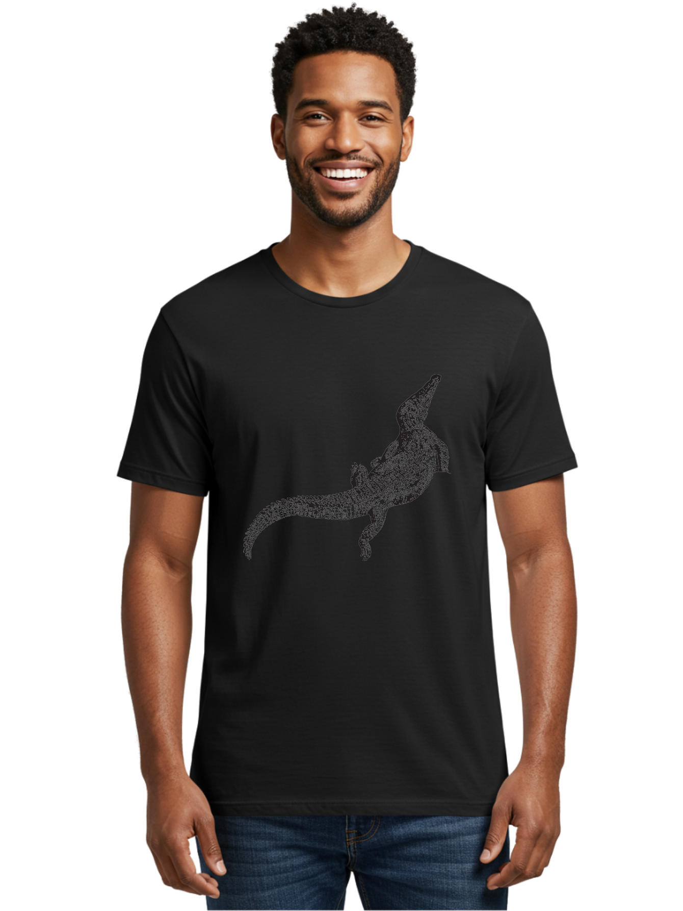 Alligator Men'S Graphic Tee, 100% Cotton, Comfortable Casual Summer Wear, Machine Washable, Crocodile Illustration, Reptile Art, Wildlife Design, Scaly Texture, Fierce Animal, Predatory Creature, Wild Nature Aad844