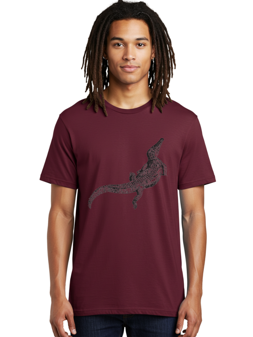 Alligator Men'S Graphic Tee, 100% Cotton, Comfortable Casual Summer Wear, Machine Washable, Crocodile Illustration, Reptile Art, Wildlife Design, Scaly Texture, Fierce Animal, Predatory Creature, Wild Nature Aad844