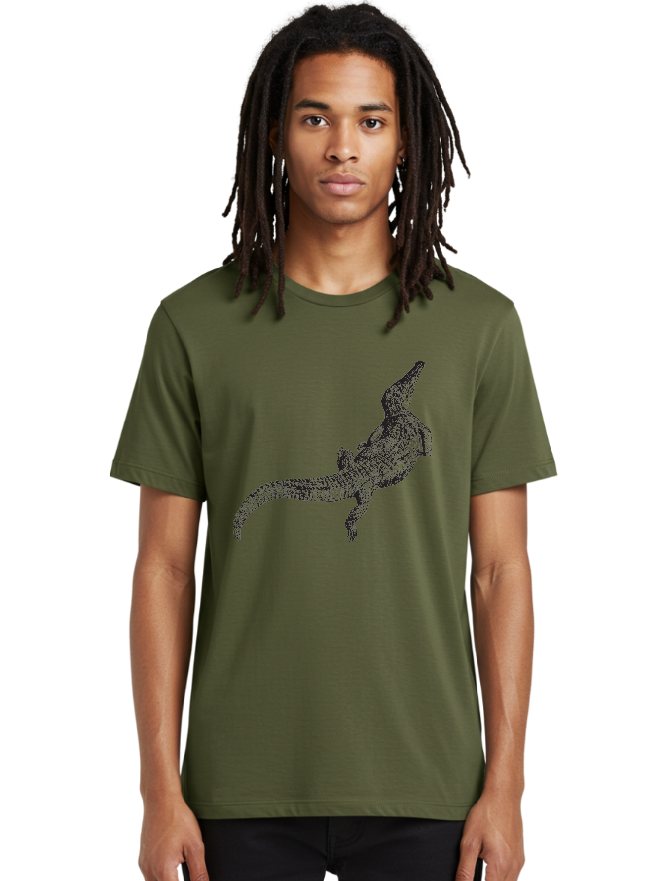 Alligator Men'S Graphic Tee, 100% Cotton, Comfortable Casual Summer Wear, Machine Washable, Crocodile Illustration, Reptile Art, Wildlife Design, Scaly Texture, Fierce Animal, Predatory Creature, Wild Nature Aad844