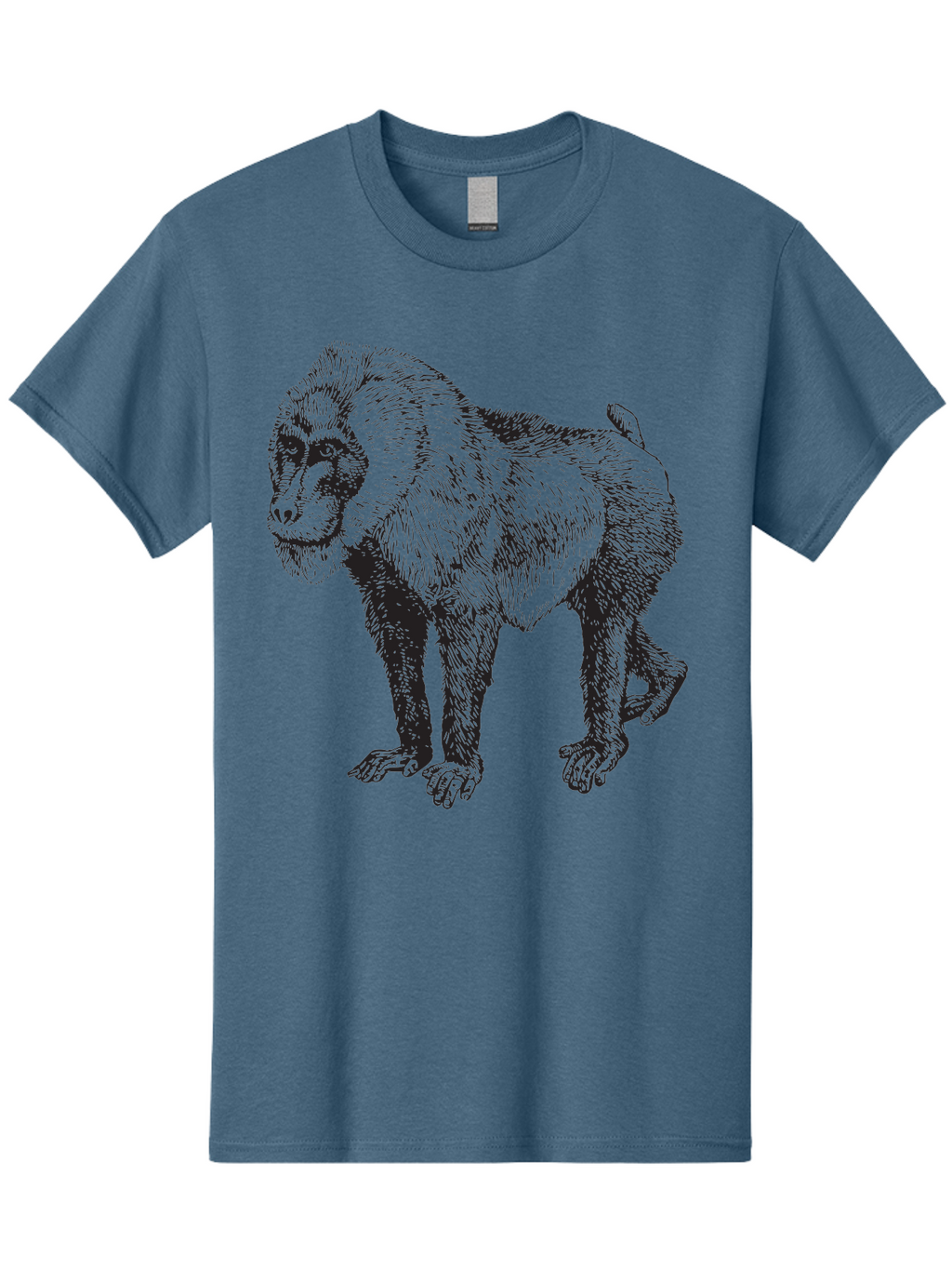 Baboon Men'S Graphic Tee, 100% Cotton, Comfortable Casual Summer Wear, Machine Washable, Baboon, Primate, Wildlife, Animal Illustration, Sketch Art, Detailed Drawing, Furry Texture, Monkey Species, Wild Primate Aad845