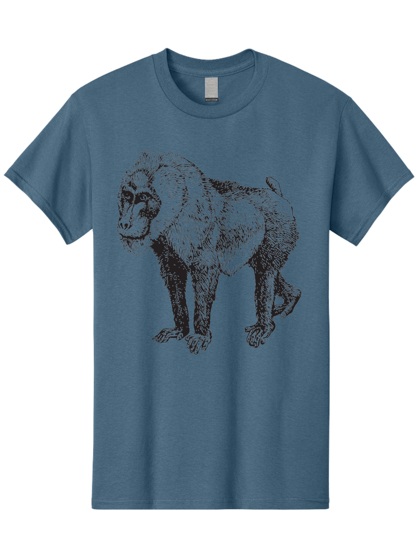 Baboon Men'S Graphic Tee, 100% Cotton, Comfortable Casual Summer Wear, Machine Washable, Baboon, Primate, Wildlife, Animal Illustration, Sketch Art, Detailed Drawing, Furry Texture, Monkey Species, Wild Primate Aad845