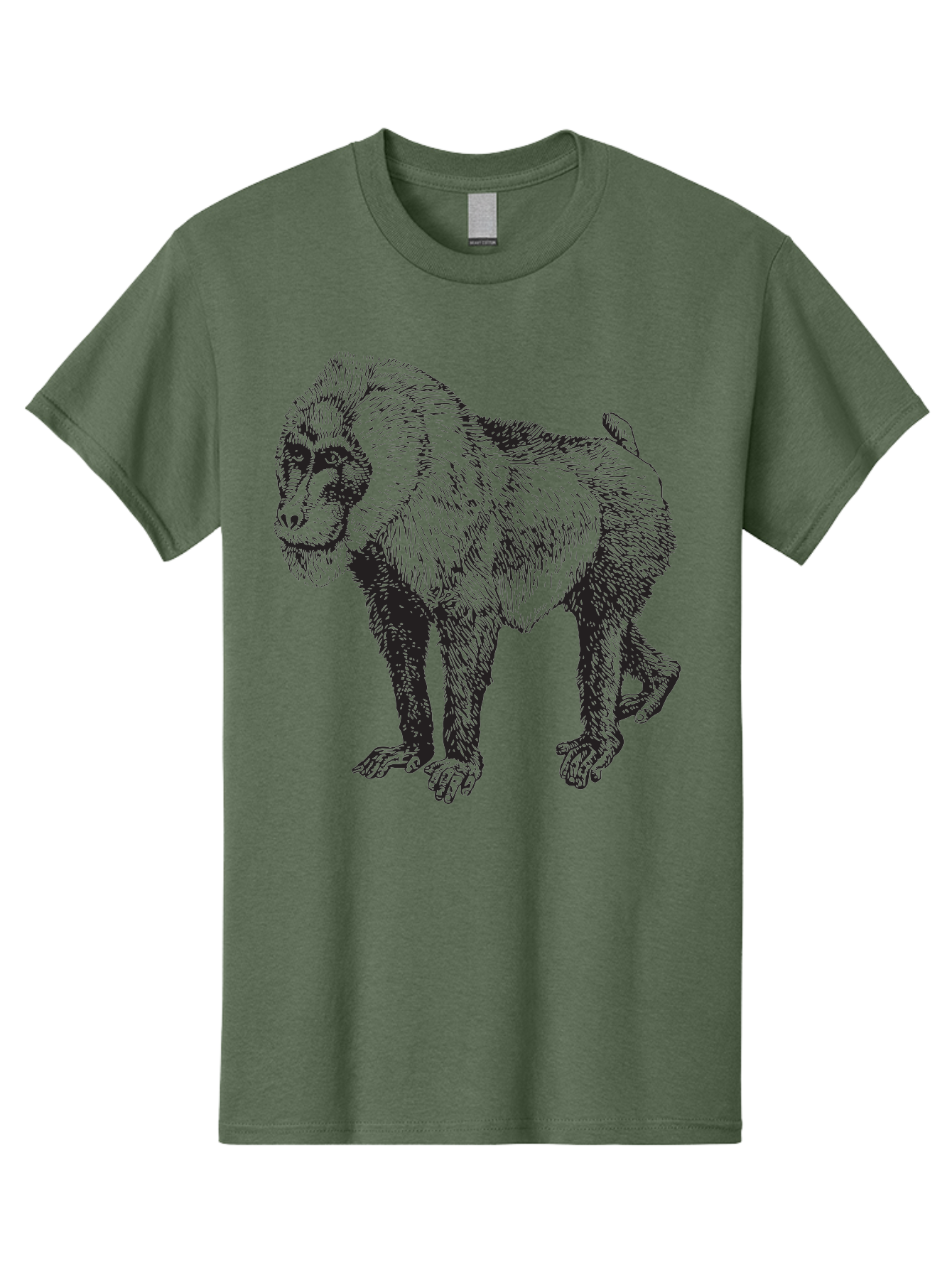 Baboon Men'S Graphic Tee, 100% Cotton, Comfortable Casual Summer Wear, Machine Washable, Baboon, Primate, Wildlife, Animal Illustration, Sketch Art, Detailed Drawing, Furry Texture, Monkey Species, Wild Primate Aad845