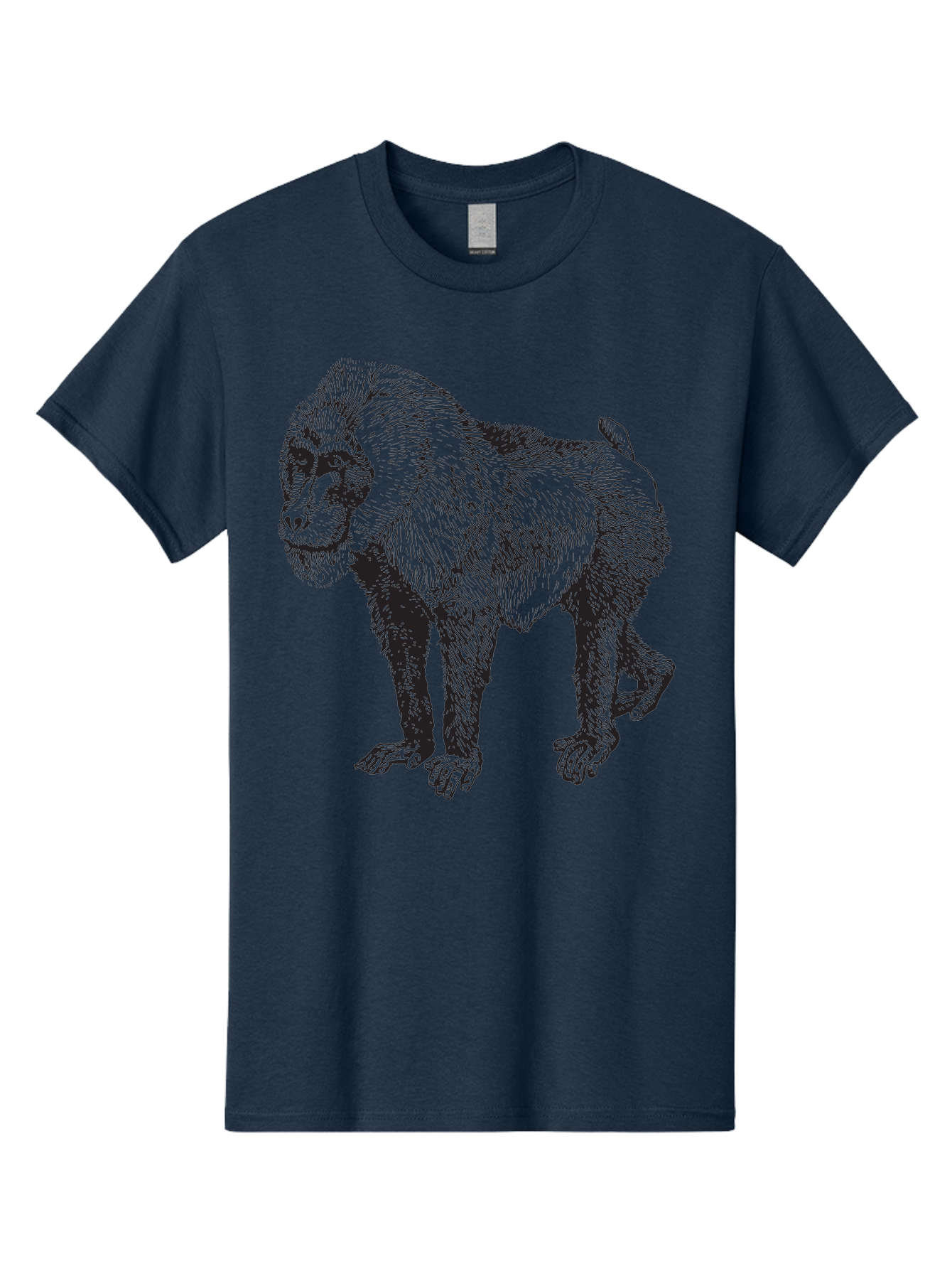 Baboon Men'S Graphic Tee, 100% Cotton, Comfortable Casual Summer Wear, Machine Washable, Baboon, Primate, Wildlife, Animal Illustration, Sketch Art, Detailed Drawing, Furry Texture, Monkey Species, Wild Primate Aad845