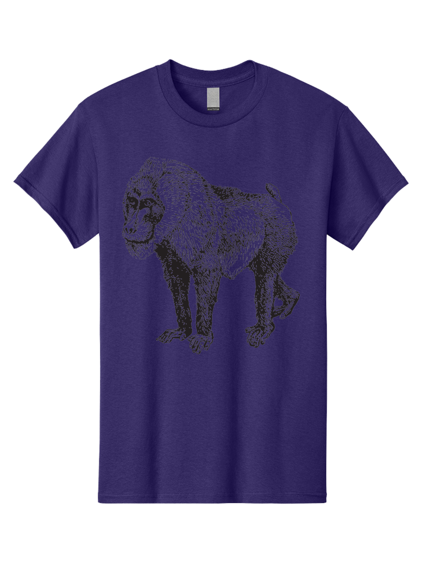 Baboon Men'S Graphic Tee, 100% Cotton, Comfortable Casual Summer Wear, Machine Washable, Baboon, Primate, Wildlife, Animal Illustration, Sketch Art, Detailed Drawing, Furry Texture, Monkey Species, Wild Primate Aad845