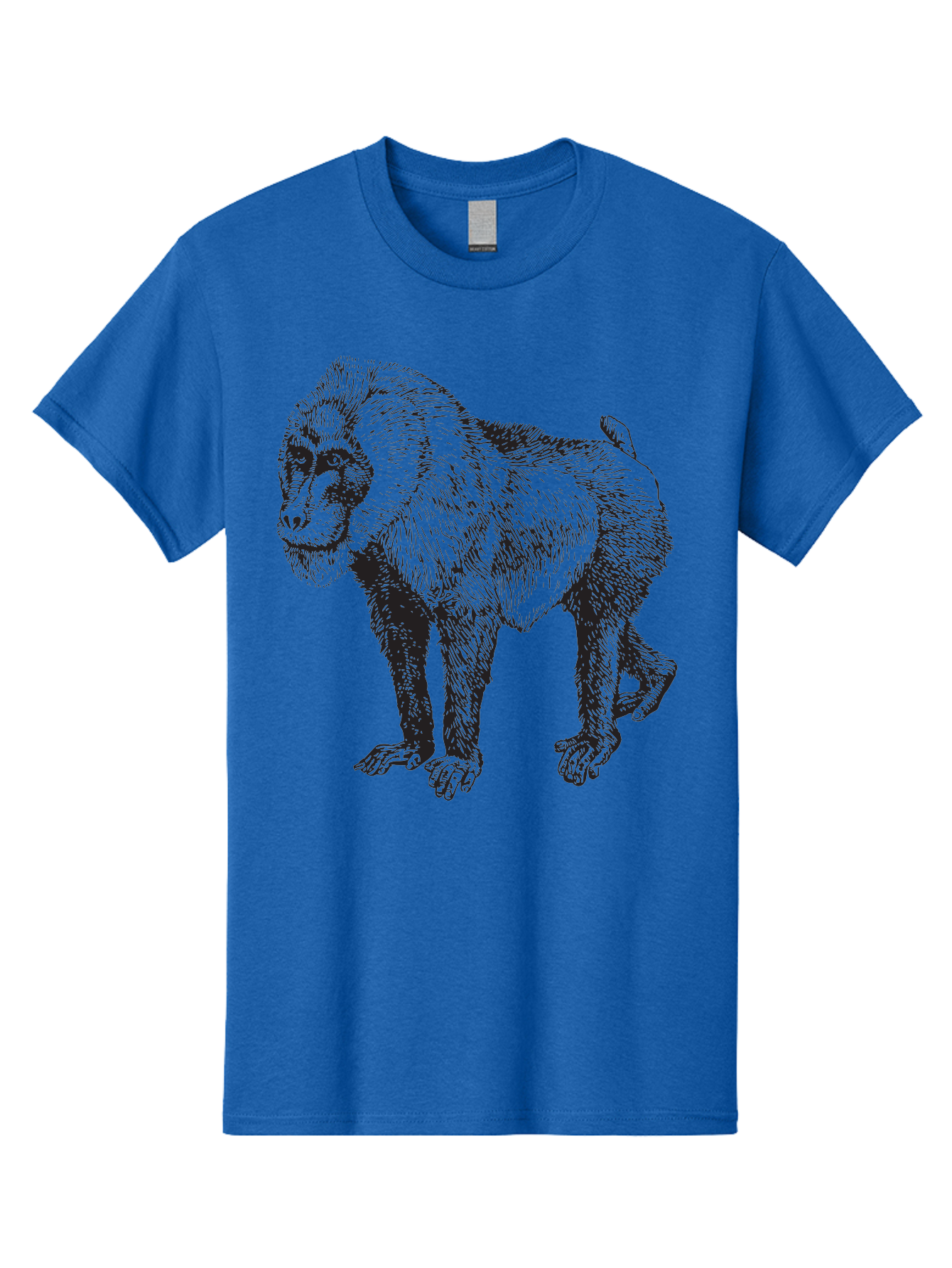 Baboon Men'S Graphic Tee, 100% Cotton, Comfortable Casual Summer Wear, Machine Washable, Baboon, Primate, Wildlife, Animal Illustration, Sketch Art, Detailed Drawing, Furry Texture, Monkey Species, Wild Primate Aad845