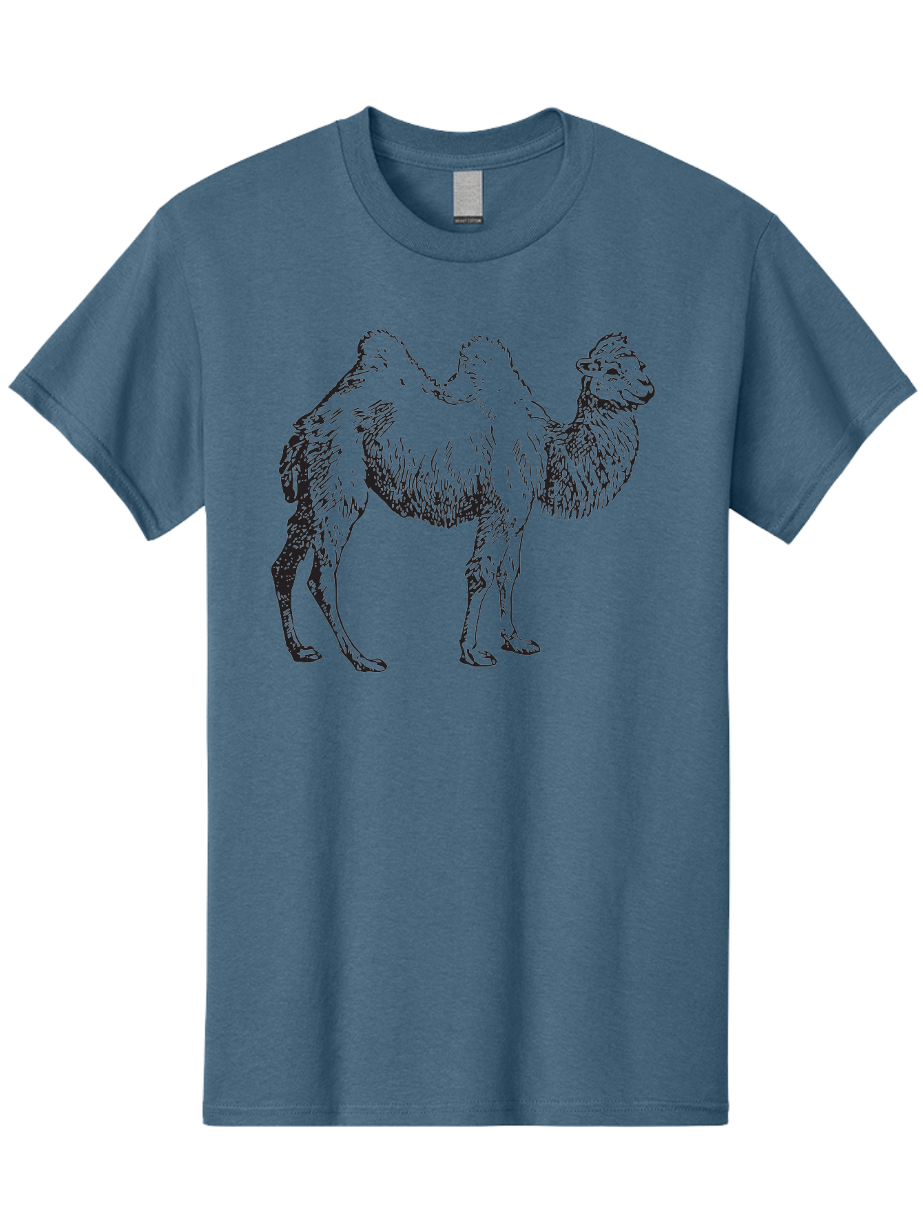 Bactrian-Camel Men'S Graphic Tee, 100% Cotton, Comfortable Casual Summer Wear, Machine Washable, Bactrian Camel, Double Hump Camel, Desert Animal, Exotic Creature, Wild Camel, Camel Illustration, Camel Drawing Aad846