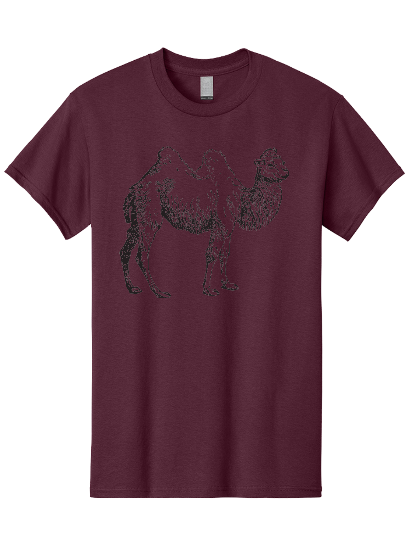 Bactrian-Camel Men'S Graphic Tee, 100% Cotton, Comfortable Casual Summer Wear, Machine Washable, Bactrian Camel, Double Hump Camel, Desert Animal, Exotic Creature, Wild Camel, Camel Illustration, Camel Drawing Aad846