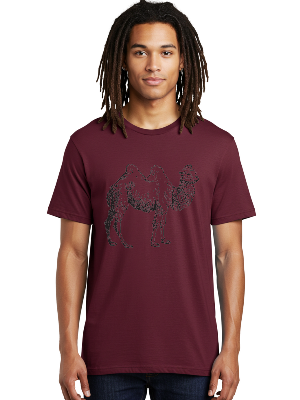 Bactrian-Camel Men'S Graphic Tee, 100% Cotton, Comfortable Casual Summer Wear, Machine Washable, Bactrian Camel, Double Hump Camel, Desert Animal, Exotic Creature, Wild Camel, Camel Illustration, Camel Drawing Aad846