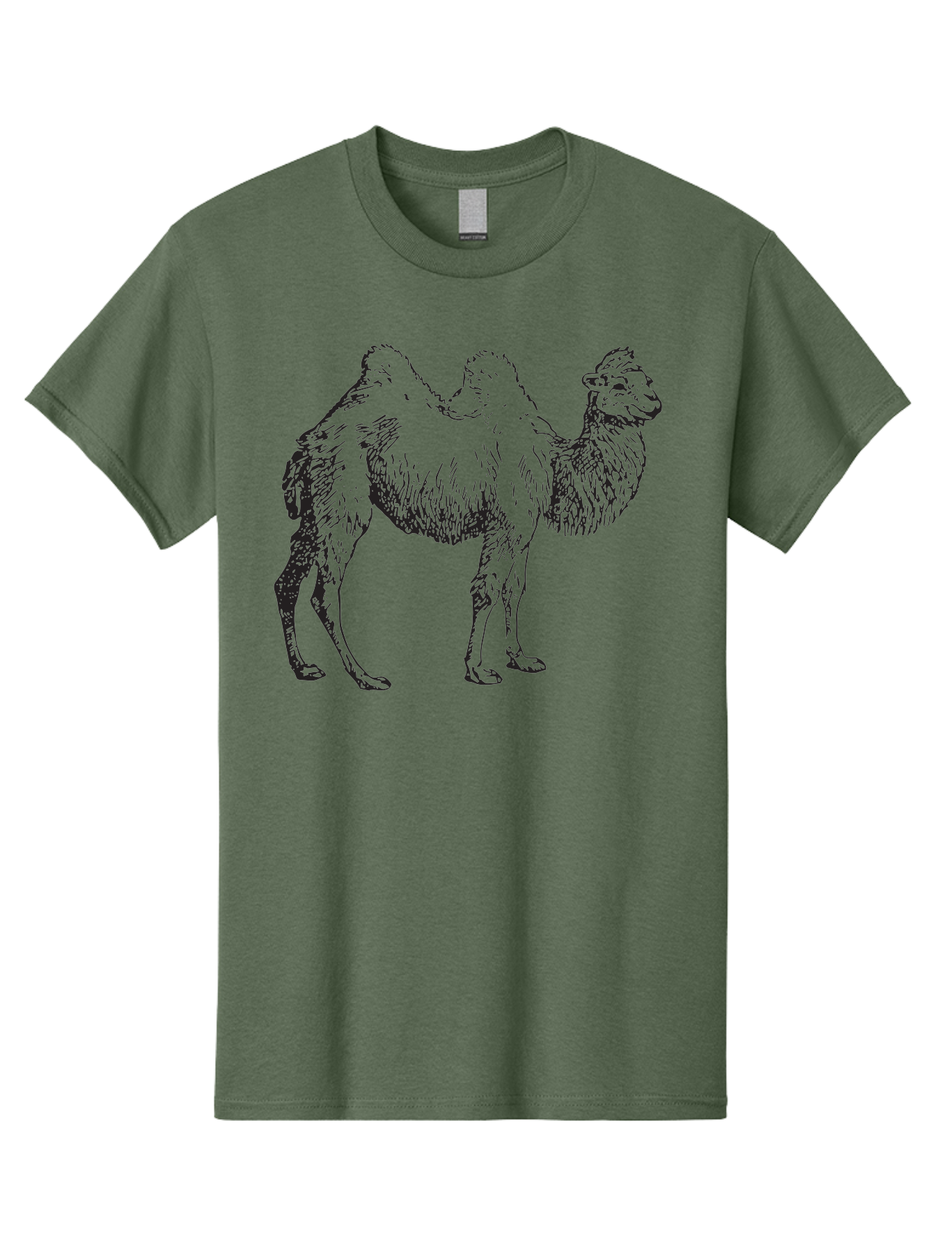 Bactrian-Camel Men'S Graphic Tee, 100% Cotton, Comfortable Casual Summer Wear, Machine Washable, Bactrian Camel, Double Hump Camel, Desert Animal, Exotic Creature, Wild Camel, Camel Illustration, Camel Drawing Aad846