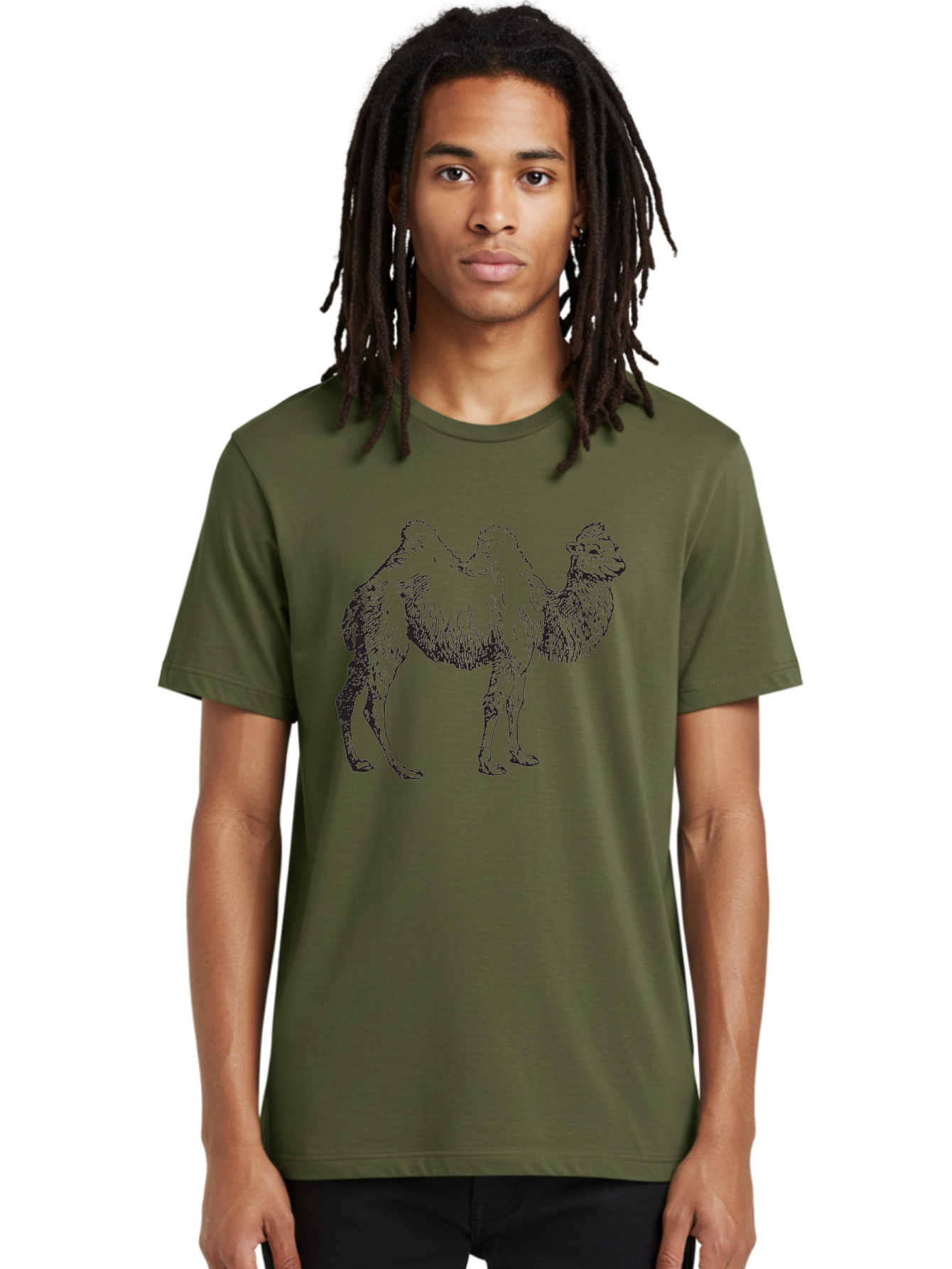 Bactrian-Camel Men'S Graphic Tee, 100% Cotton, Comfortable Casual Summer Wear, Machine Washable, Bactrian Camel, Double Hump Camel, Desert Animal, Exotic Creature, Wild Camel, Camel Illustration, Camel Drawing Aad846