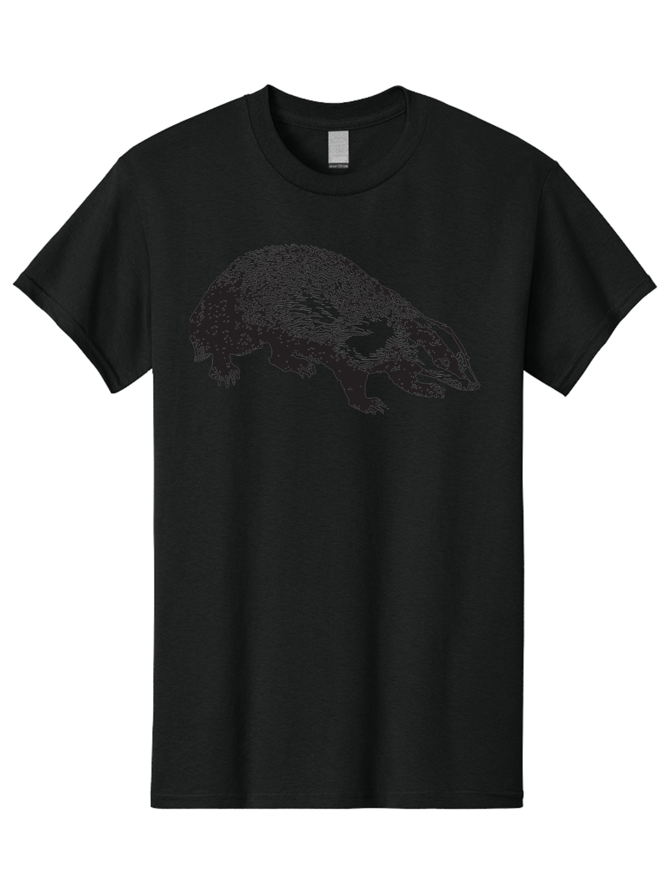 Badger Men'S Graphic Tee, 100% Cotton, Comfortable Casual Summer Wear, Machine Washable, Badger Illustration, Wildlife Art, Animal Graphics, Black And Green Colors, Detailed Texture, Wildlife Design, Furry Creature, Omnivorous Mammal Aad847