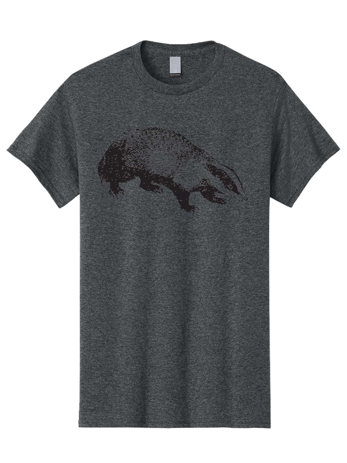 Badger Men'S Graphic Tee, 100% Cotton, Comfortable Casual Summer Wear, Machine Washable, Badger Illustration, Wildlife Art, Animal Graphics, Black And Green Colors, Detailed Texture, Wildlife Design, Furry Creature, Omnivorous Mammal Aad847