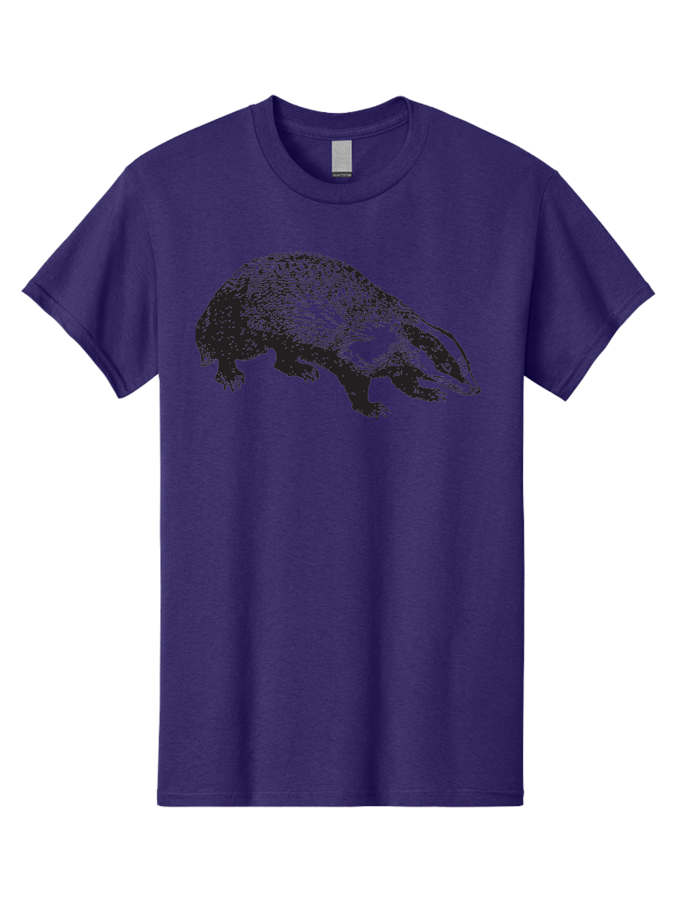 Badger Men'S Graphic Tee, 100% Cotton, Comfortable Casual Summer Wear, Machine Washable, Badger Illustration, Wildlife Art, Animal Graphics, Black And Green Colors, Detailed Texture, Wildlife Design, Furry Creature, Omnivorous Mammal Aad847