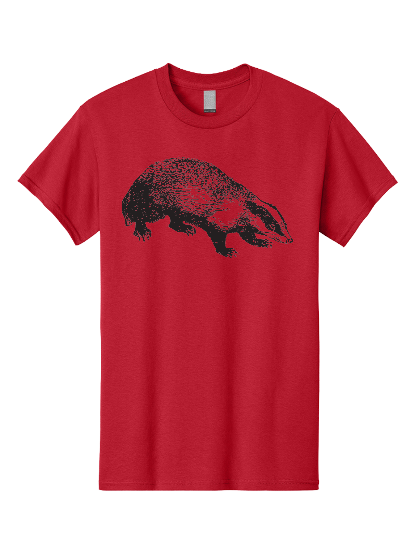 Badger Men'S Graphic Tee, 100% Cotton, Comfortable Casual Summer Wear, Machine Washable, Badger Illustration, Wildlife Art, Animal Graphics, Black And Green Colors, Detailed Texture, Wildlife Design, Furry Creature, Omnivorous Mammal Aad847