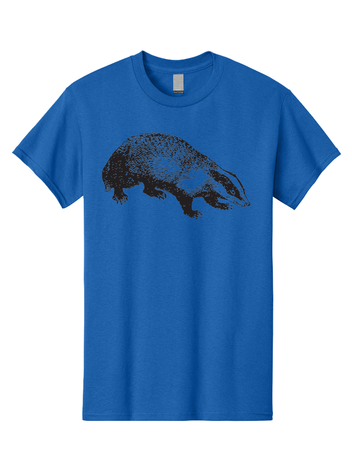Badger Men'S Graphic Tee, 100% Cotton, Comfortable Casual Summer Wear, Machine Washable, Badger Illustration, Wildlife Art, Animal Graphics, Black And Green Colors, Detailed Texture, Wildlife Design, Furry Creature, Omnivorous Mammal Aad847