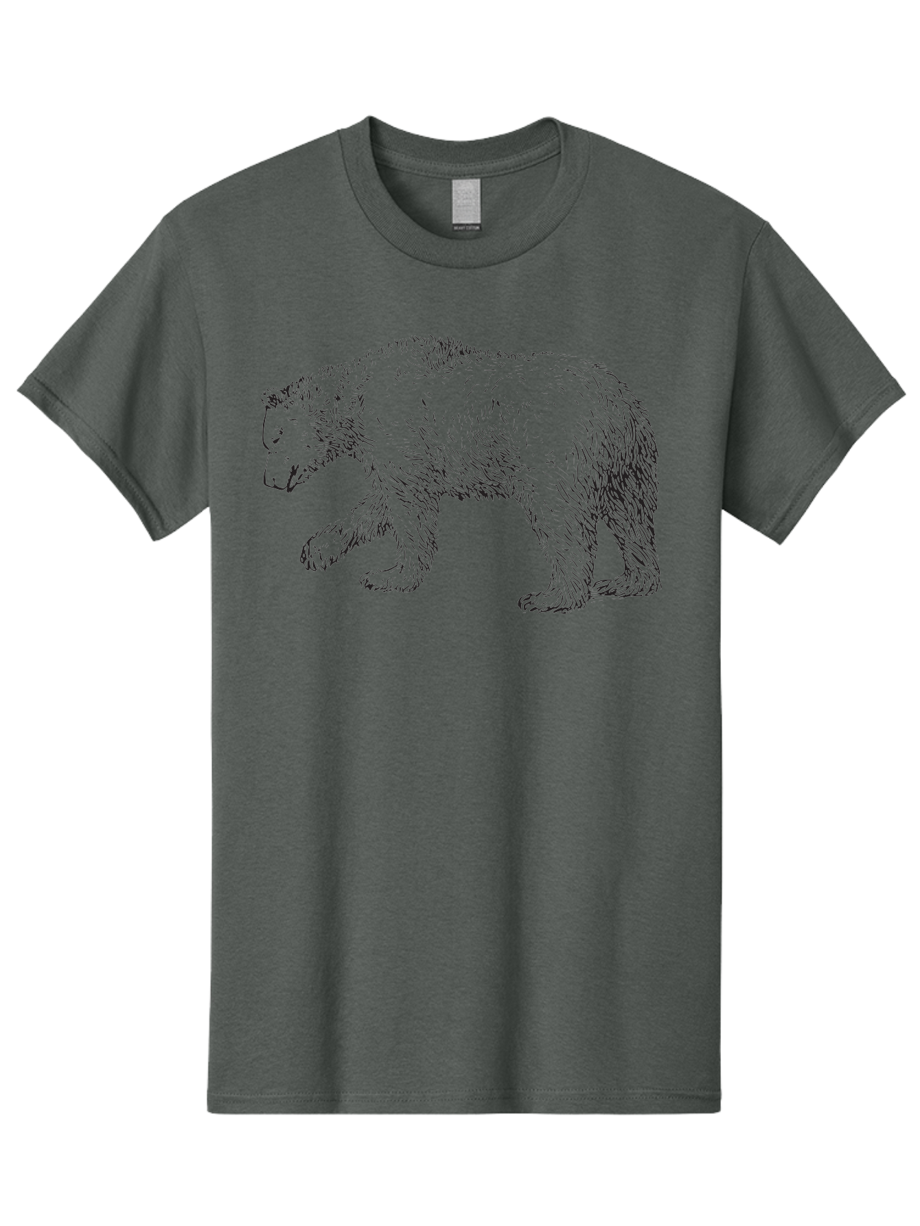 Bear-Sketch Men'S Graphic Tee, 100% Cotton, Comfortable Casual Summer Wear, Machine Washable, Black Bear Illustration, Wild Animal, Mammal, Forestry, Wildlife Conservation, Line Art, Modern Art, Abstract Bear Aad849