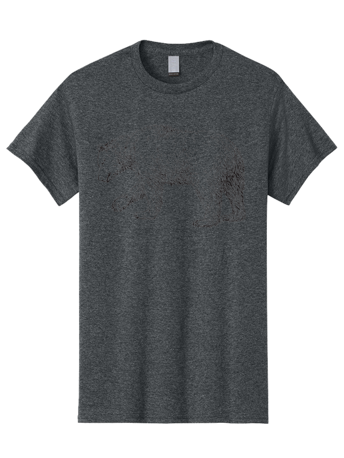 Bear-Sketch Men'S Graphic Tee, 100% Cotton, Comfortable Casual Summer Wear, Machine Washable, Black Bear Illustration, Wild Animal, Mammal, Forestry, Wildlife Conservation, Line Art, Modern Art, Abstract Bear Aad849