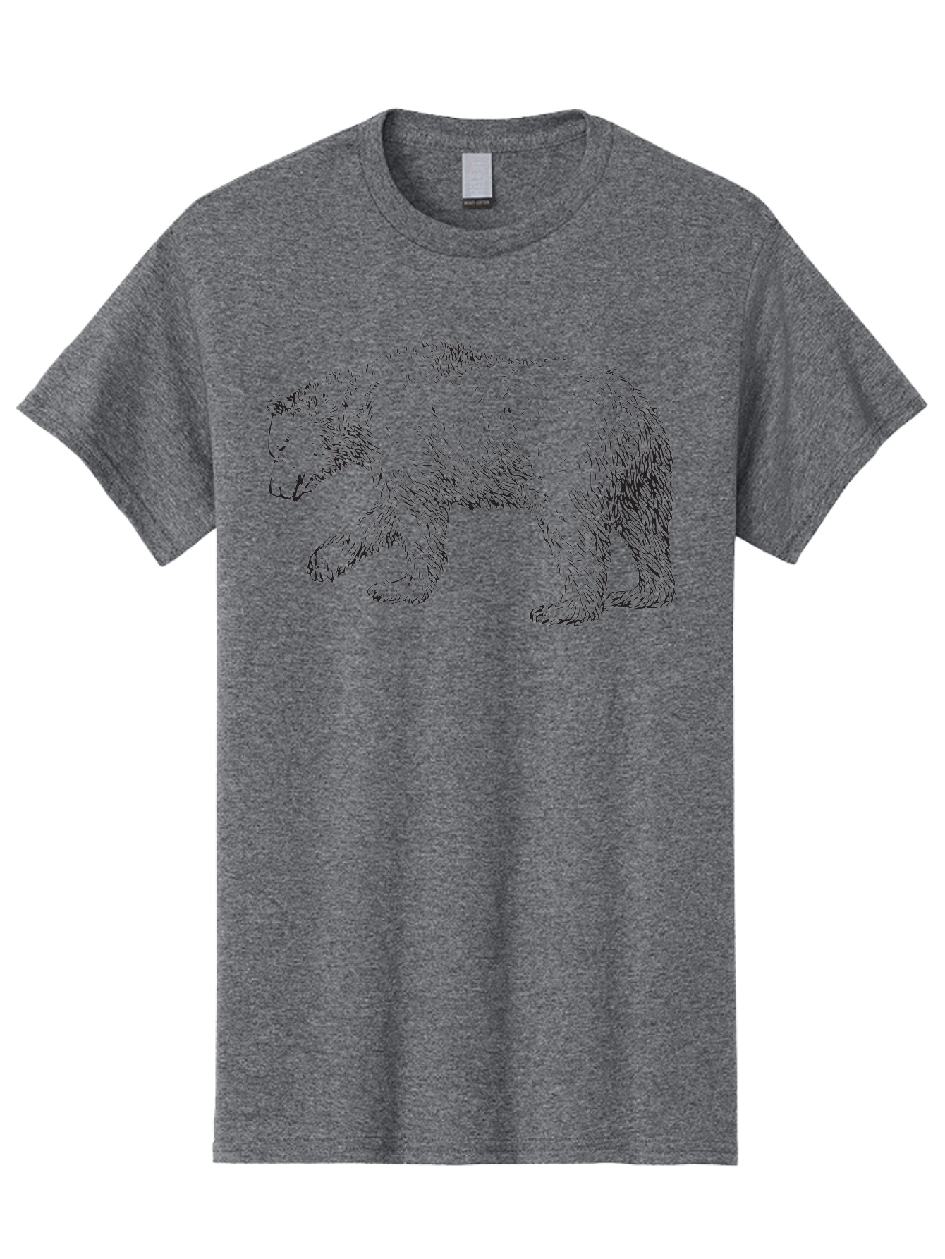 Bear-Sketch Men'S Graphic Tee, 100% Cotton, Comfortable Casual Summer Wear, Machine Washable, Black Bear Illustration, Wild Animal, Mammal, Forestry, Wildlife Conservation, Line Art, Modern Art, Abstract Bear Aad849