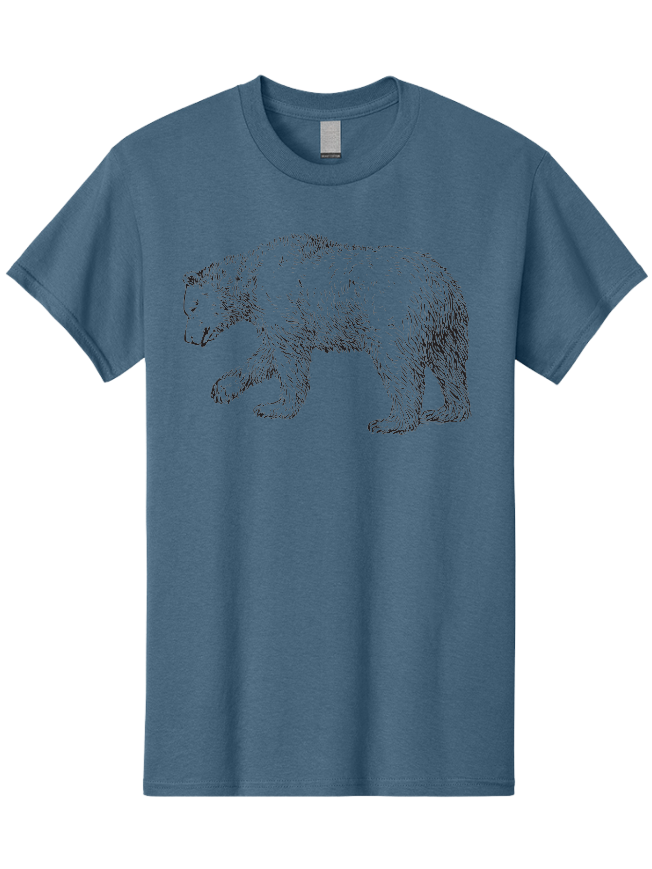 Bear-Sketch Men'S Graphic Tee, 100% Cotton, Comfortable Casual Summer Wear, Machine Washable, Black Bear Illustration, Wild Animal, Mammal, Forestry, Wildlife Conservation, Line Art, Modern Art, Abstract Bear Aad849