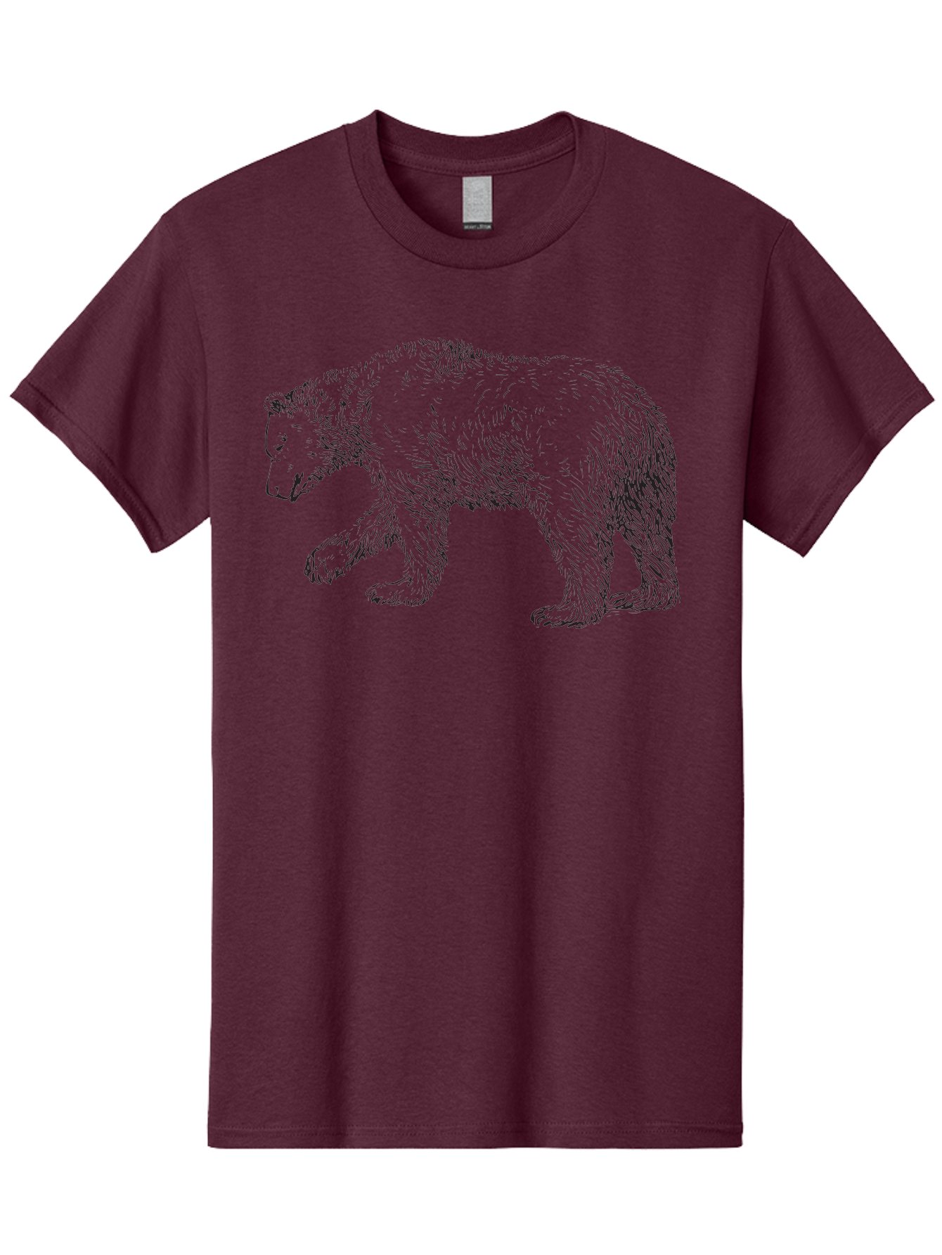 Bear-Sketch Men'S Graphic Tee, 100% Cotton, Comfortable Casual Summer Wear, Machine Washable, Black Bear Illustration, Wild Animal, Mammal, Forestry, Wildlife Conservation, Line Art, Modern Art, Abstract Bear Aad849