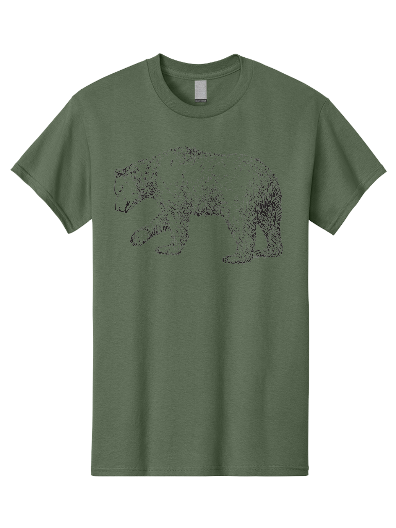 Bear-Sketch Men'S Graphic Tee, 100% Cotton, Comfortable Casual Summer Wear, Machine Washable, Black Bear Illustration, Wild Animal, Mammal, Forestry, Wildlife Conservation, Line Art, Modern Art, Abstract Bear Aad849