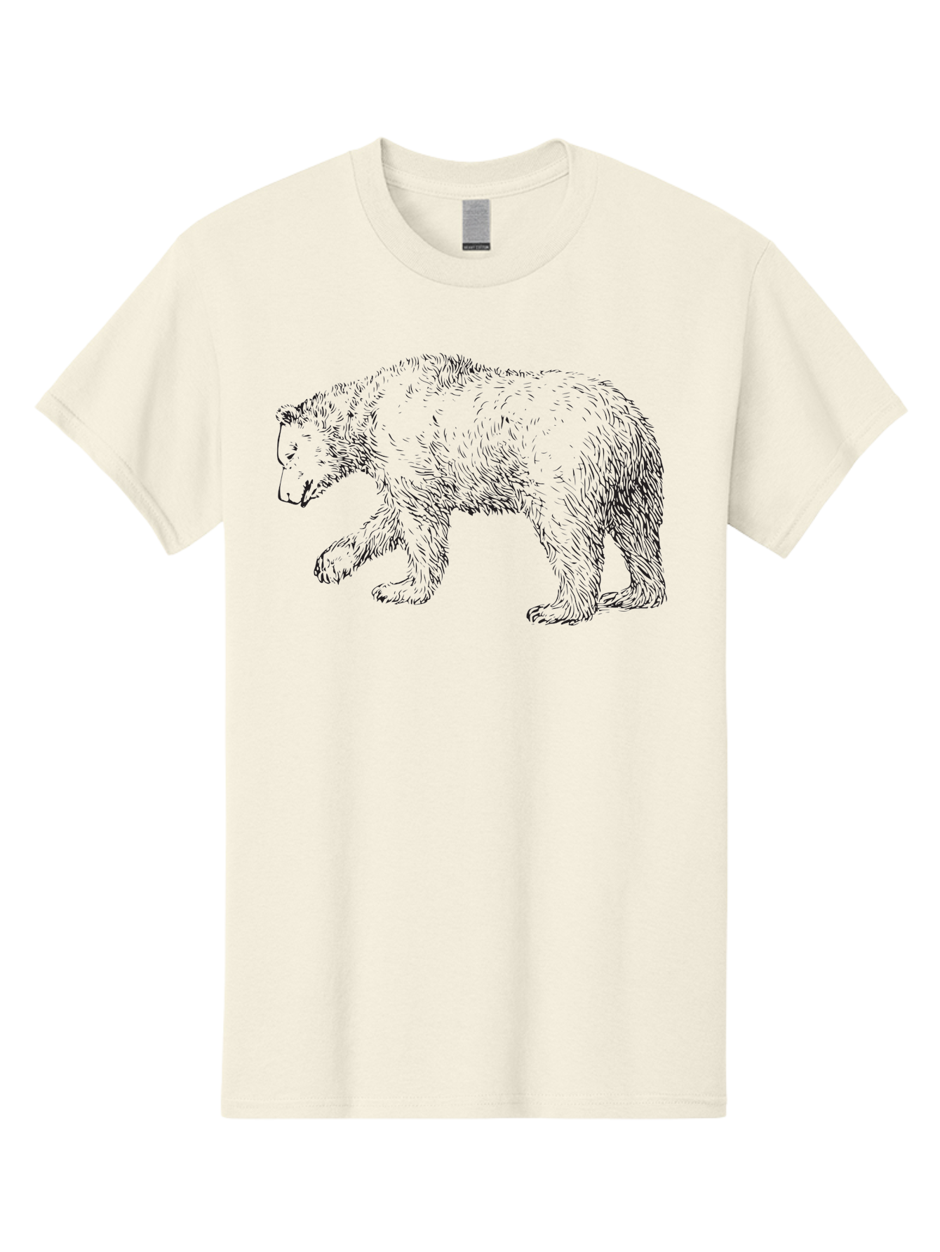 Bear-Sketch Men'S Graphic Tee, 100% Cotton, Comfortable Casual Summer Wear, Machine Washable, Black Bear Illustration, Wild Animal, Mammal, Forestry, Wildlife Conservation, Line Art, Modern Art, Abstract Bear Aad849