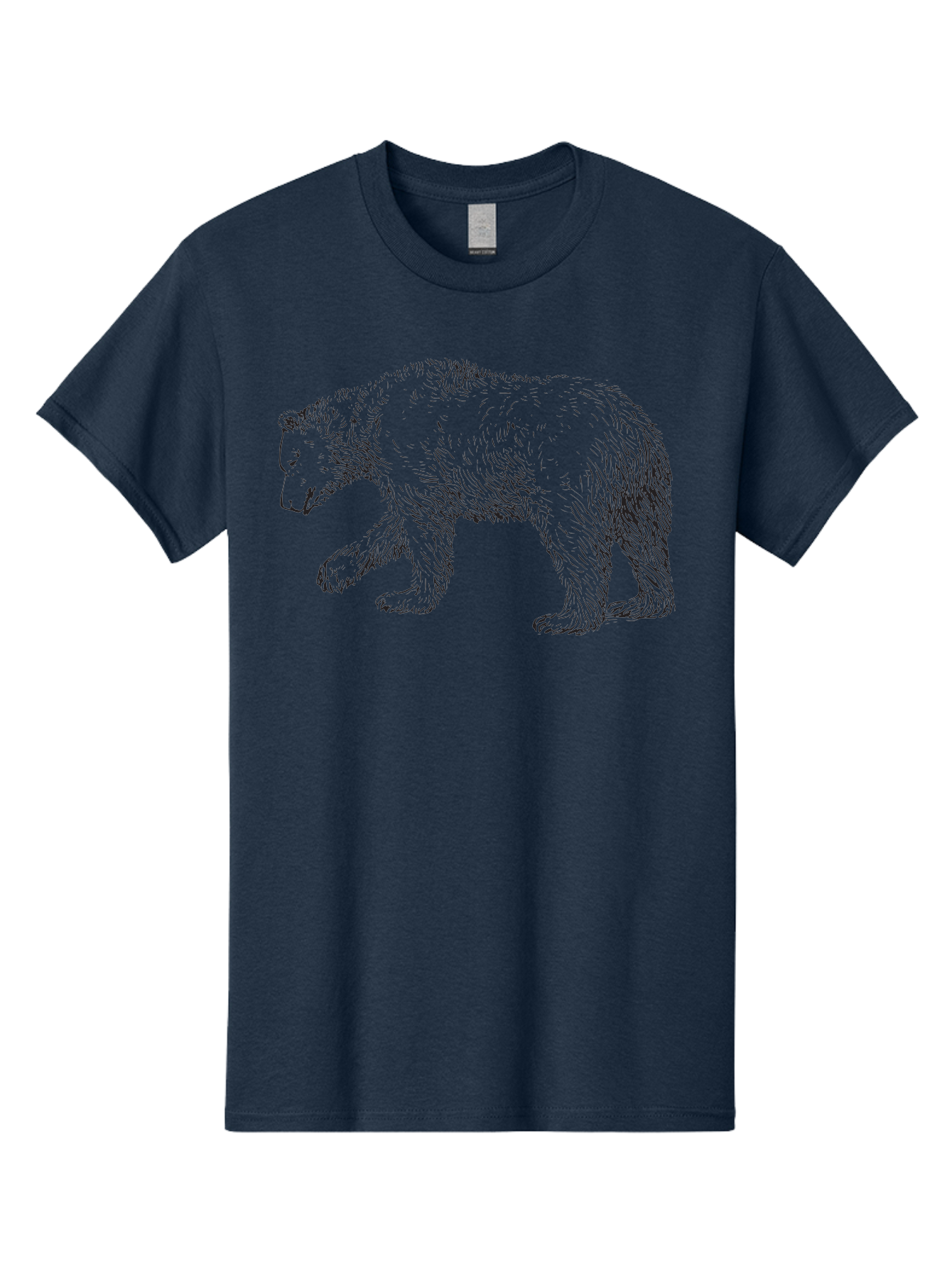 Bear-Sketch Men'S Graphic Tee, 100% Cotton, Comfortable Casual Summer Wear, Machine Washable, Black Bear Illustration, Wild Animal, Mammal, Forestry, Wildlife Conservation, Line Art, Modern Art, Abstract Bear Aad849