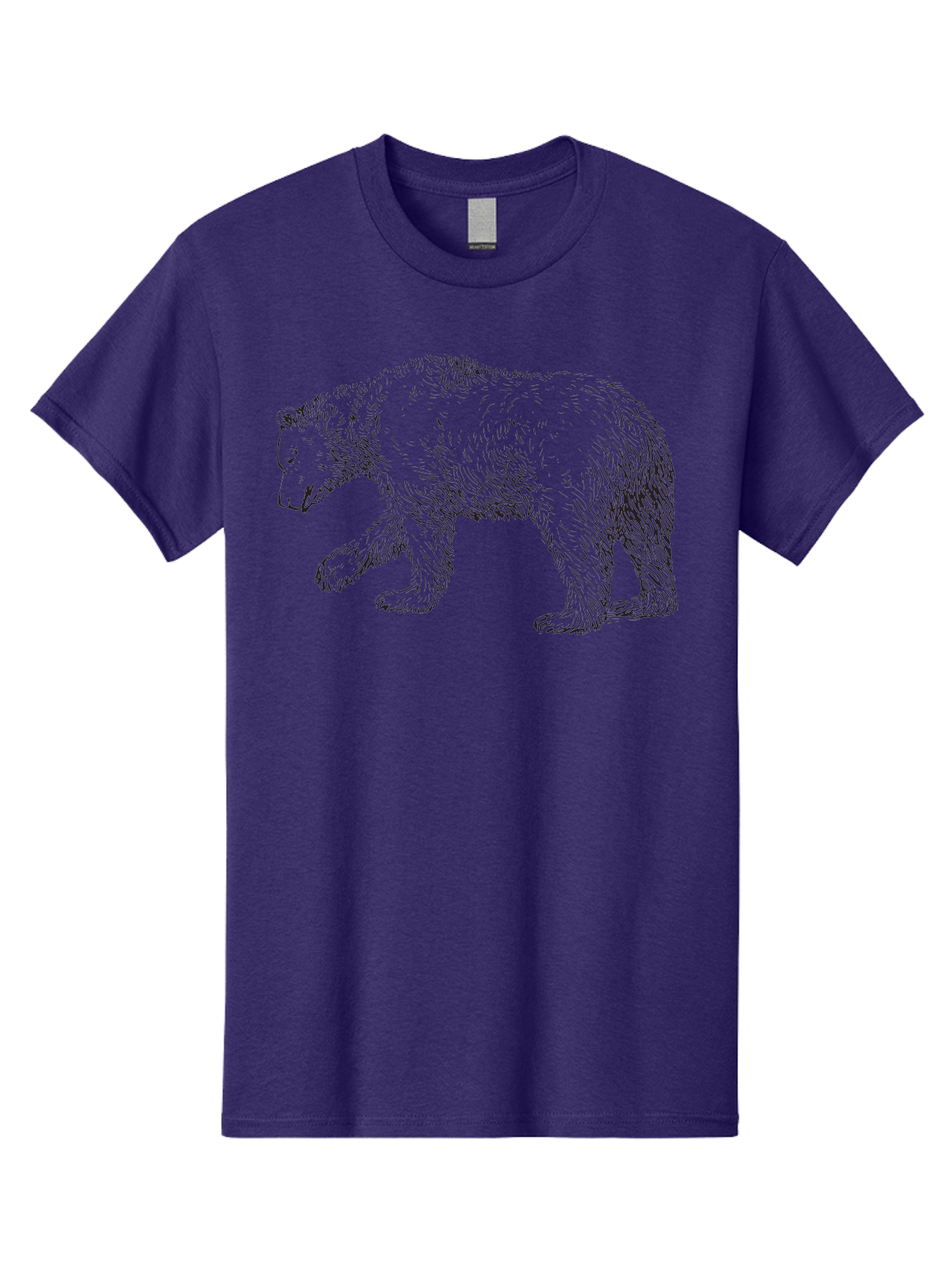 Bear-Sketch Men'S Graphic Tee, 100% Cotton, Comfortable Casual Summer Wear, Machine Washable, Black Bear Illustration, Wild Animal, Mammal, Forestry, Wildlife Conservation, Line Art, Modern Art, Abstract Bear Aad849