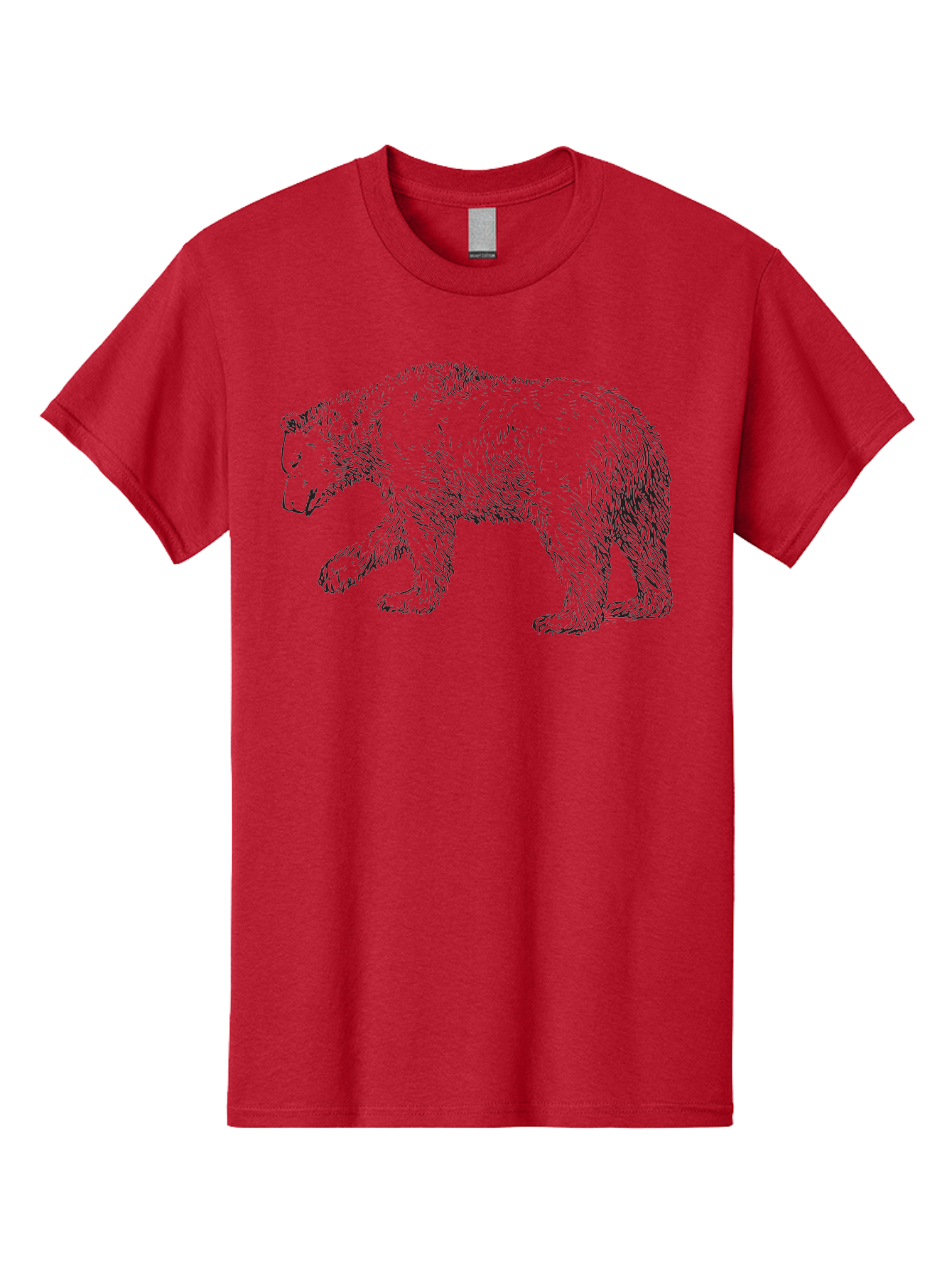 Bear-Sketch Men'S Graphic Tee, 100% Cotton, Comfortable Casual Summer Wear, Machine Washable, Black Bear Illustration, Wild Animal, Mammal, Forestry, Wildlife Conservation, Line Art, Modern Art, Abstract Bear Aad849