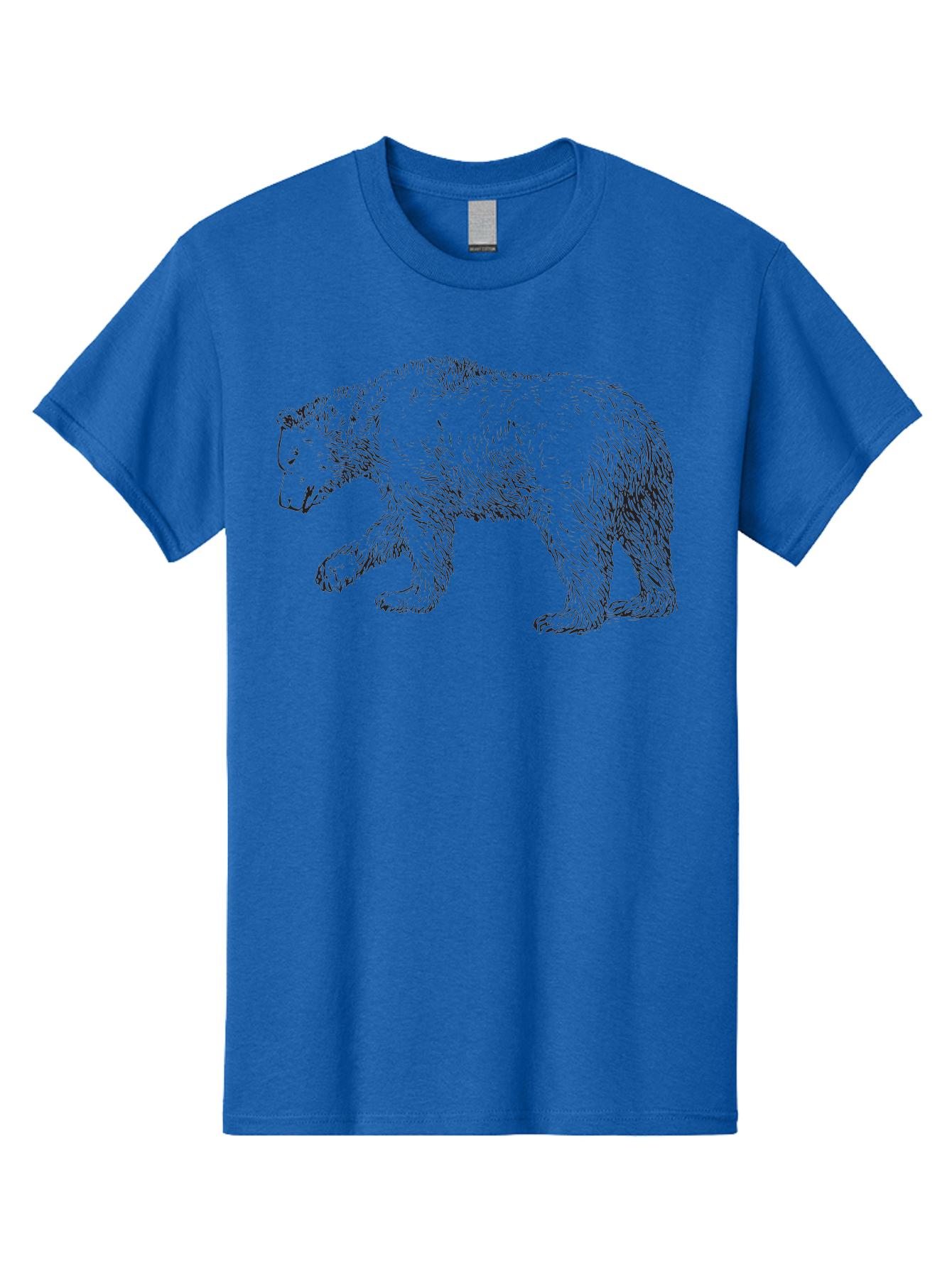 Bear-Sketch Men'S Graphic Tee, 100% Cotton, Comfortable Casual Summer Wear, Machine Washable, Black Bear Illustration, Wild Animal, Mammal, Forestry, Wildlife Conservation, Line Art, Modern Art, Abstract Bear Aad849