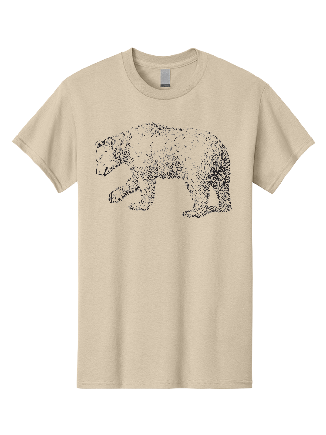 Bear-Sketch Men'S Graphic Tee, 100% Cotton, Comfortable Casual Summer Wear, Machine Washable, Black Bear Illustration, Wild Animal, Mammal, Forestry, Wildlife Conservation, Line Art, Modern Art, Abstract Bear Aad849